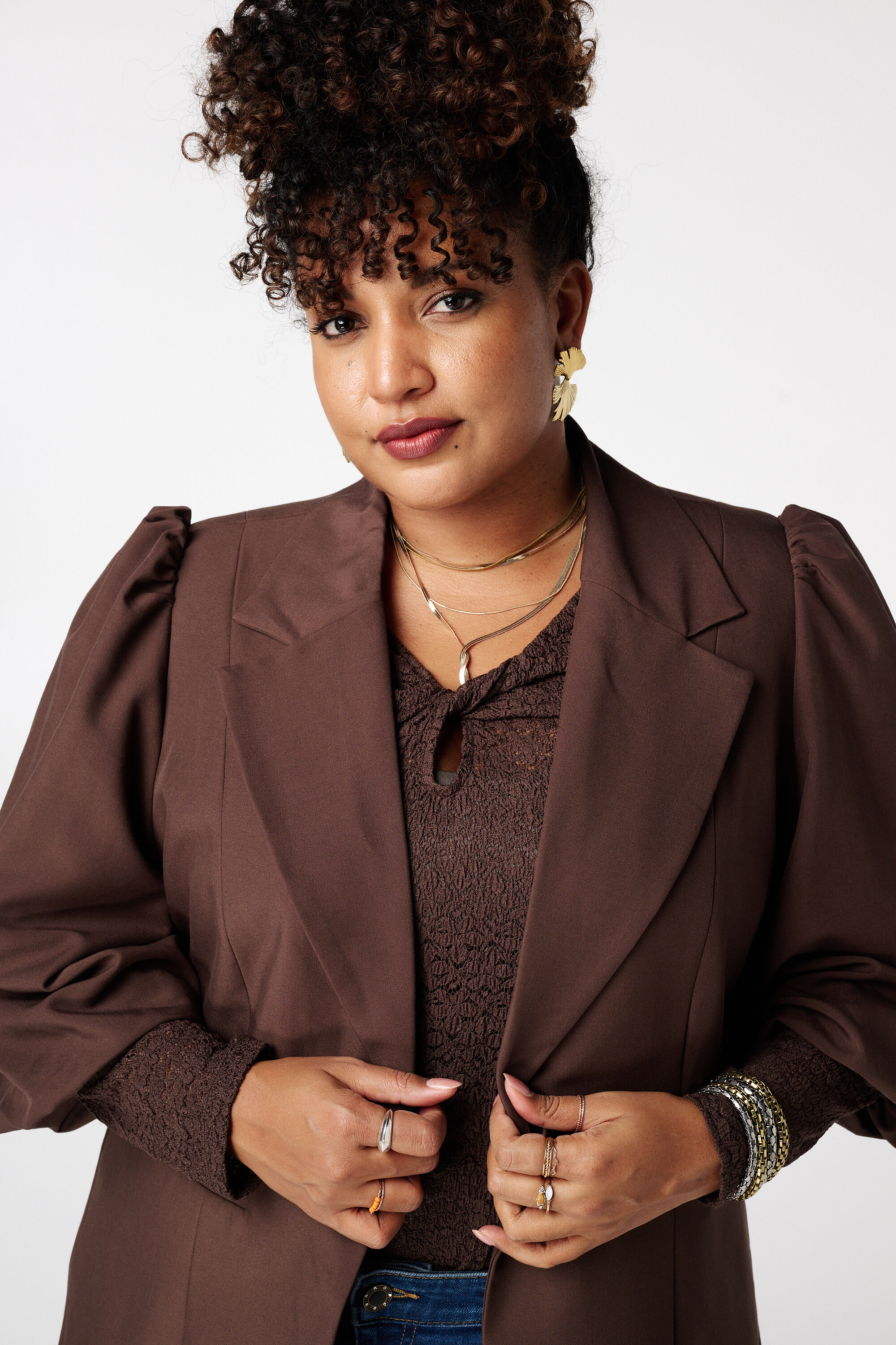 Blazer met korte pofmouw image number 4