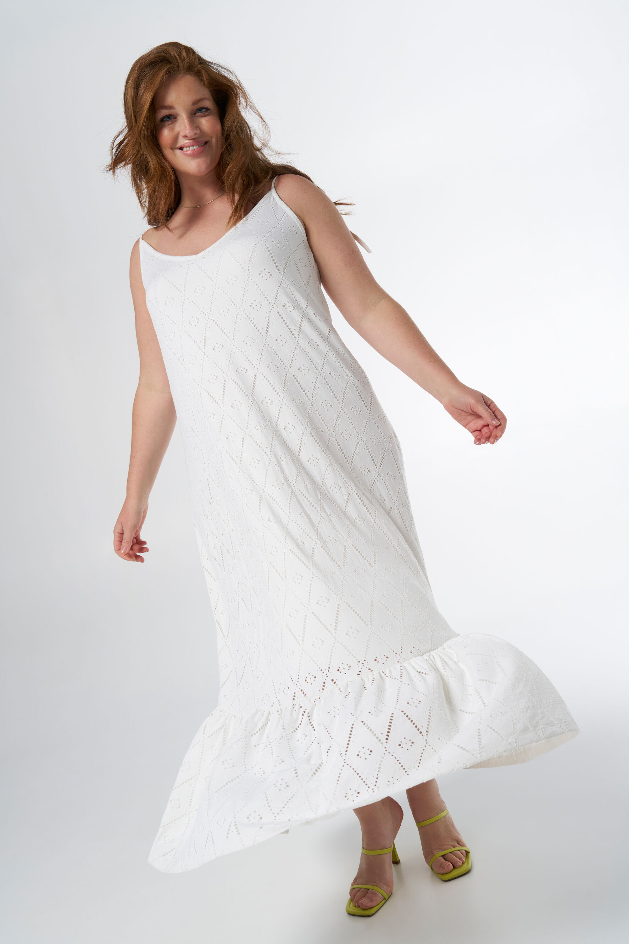 Maxi jurk met broderie