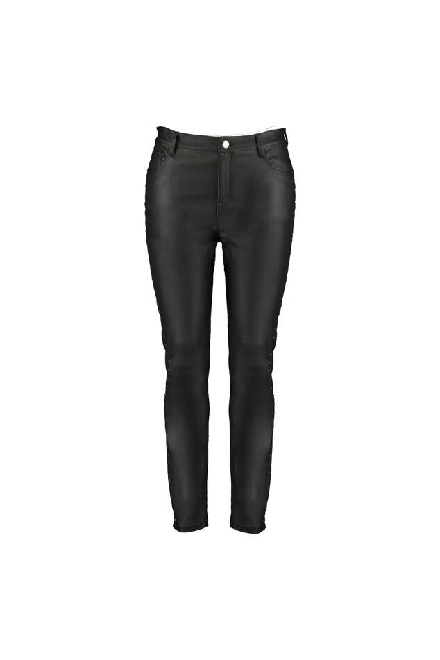 Slim leg broek met coating en studs image number 1