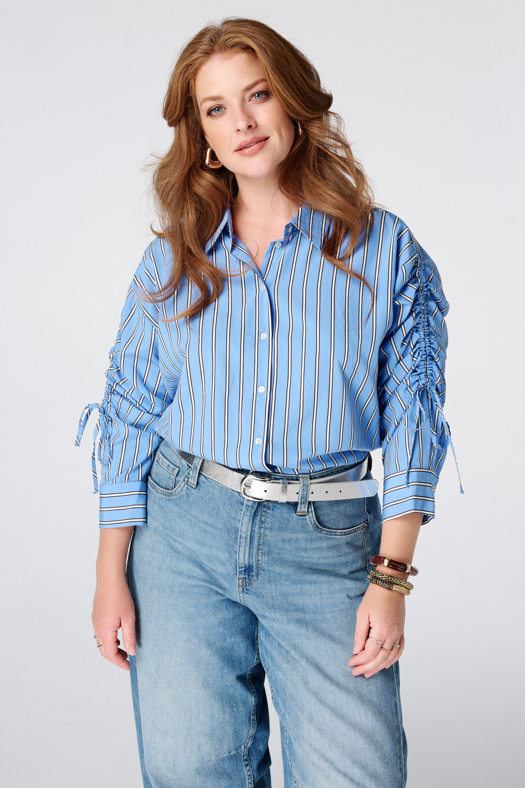 Gestreepte blouse met drawstring