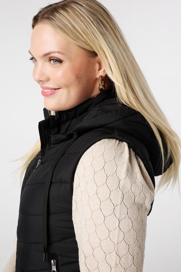 Gewatteerde bodywarmer met capuchon image number 4
