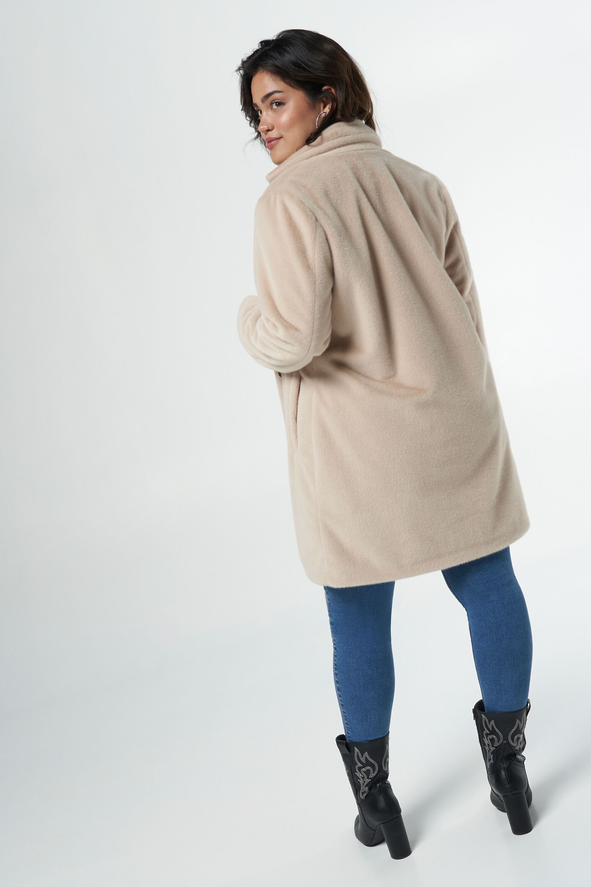 Mantel met imitatiebont image number 3