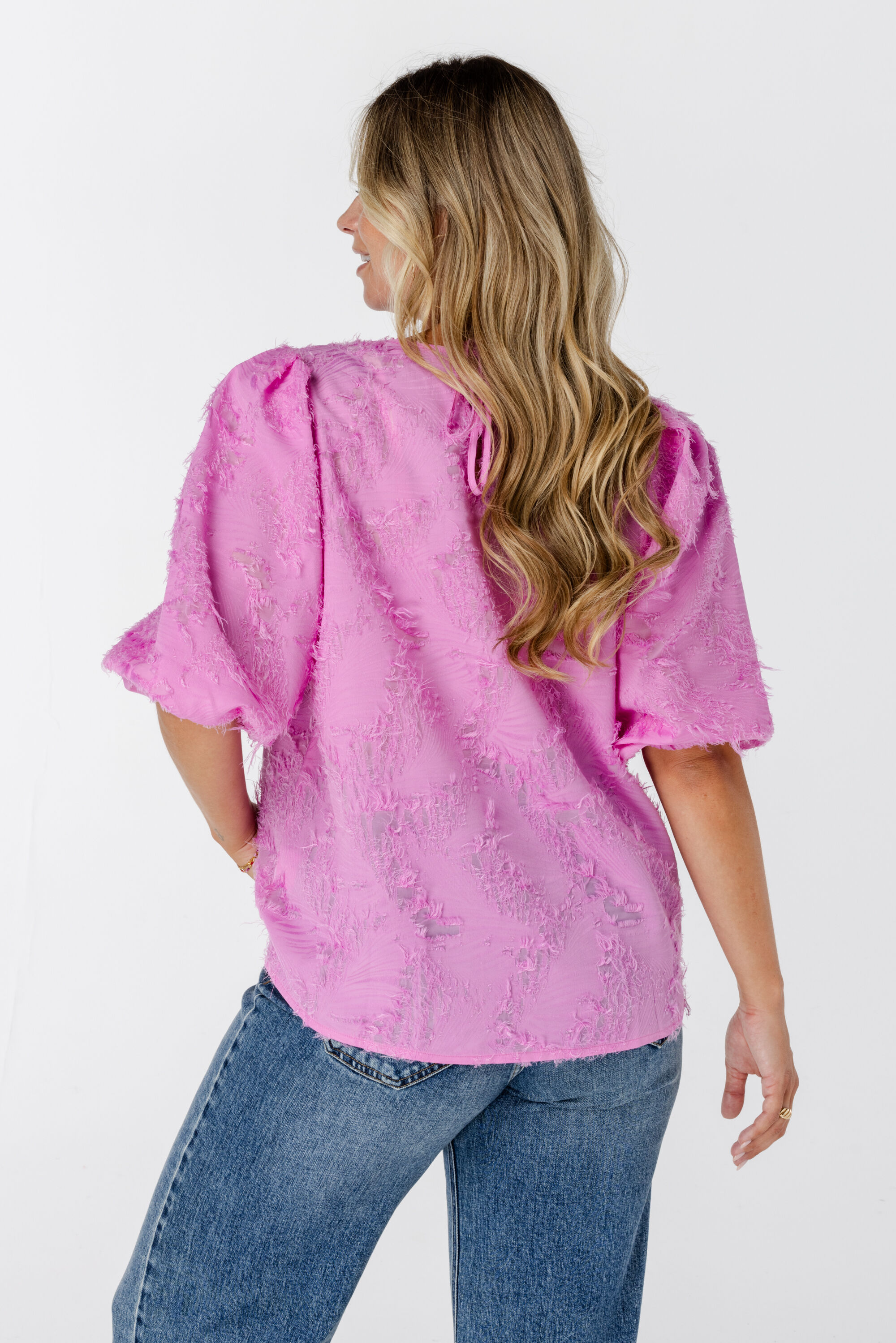 Blouse met korte pofmouw image number 3