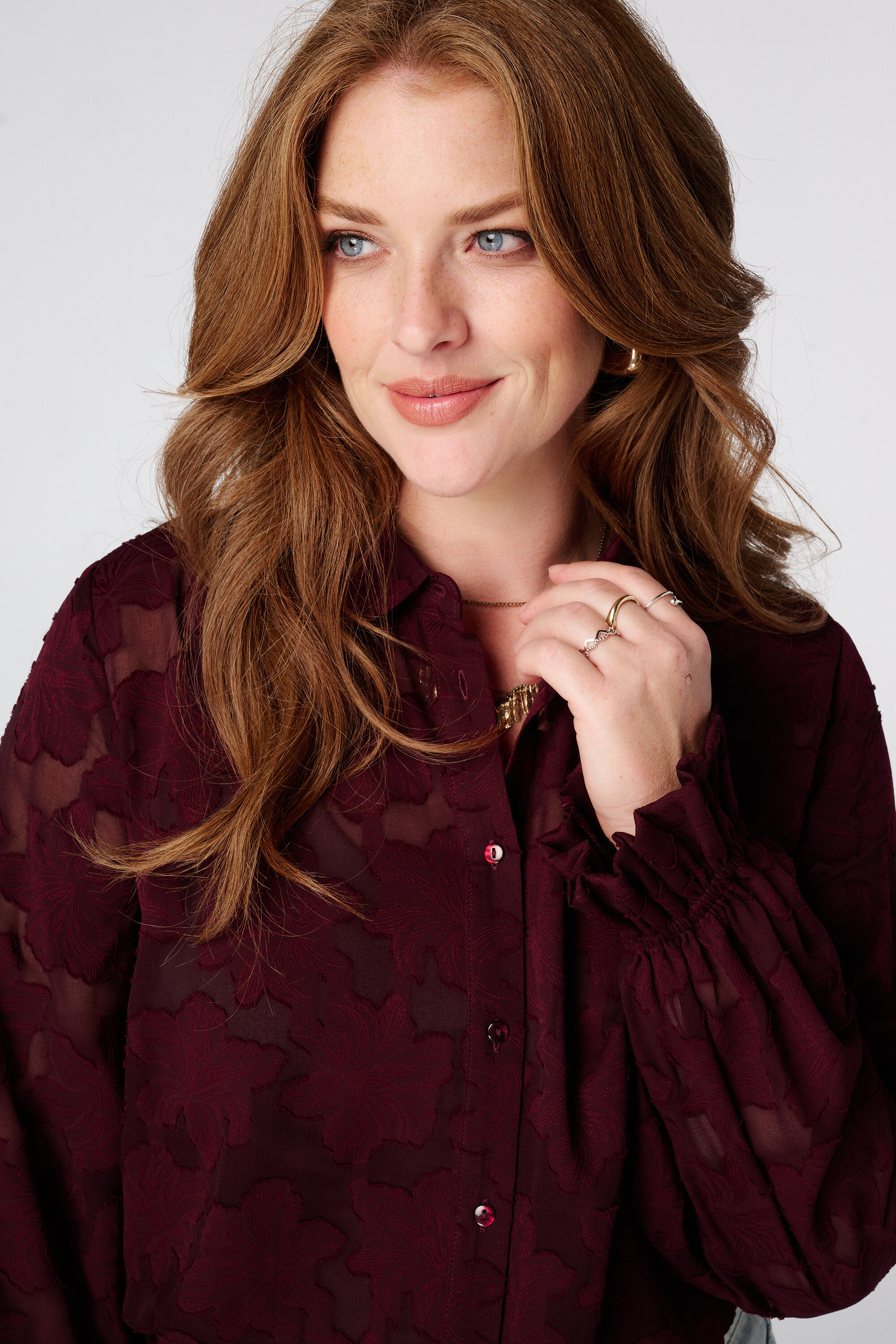 Sheer blouse met bloemen structuur image number 4