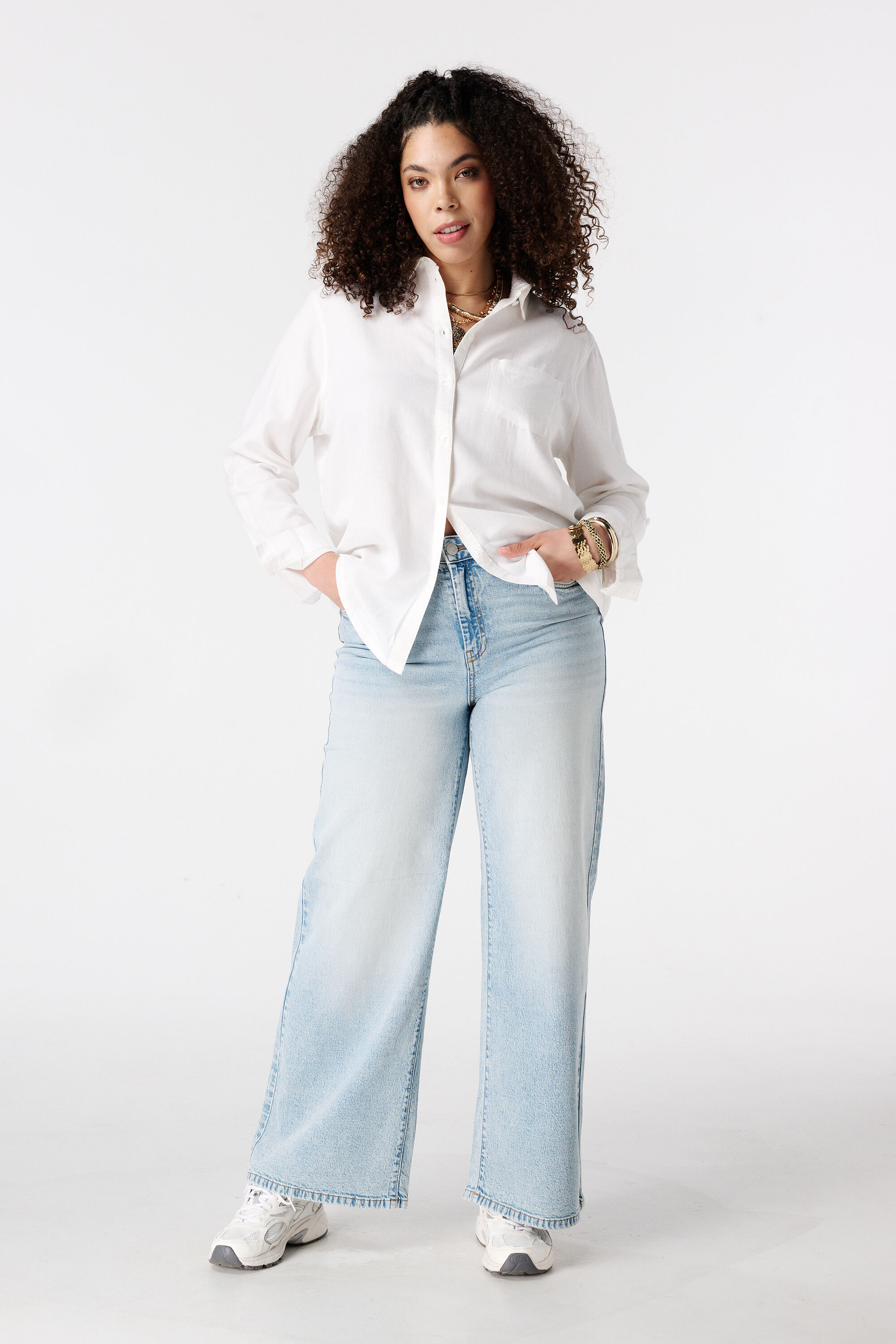 Wide leg jeans met hoge taille