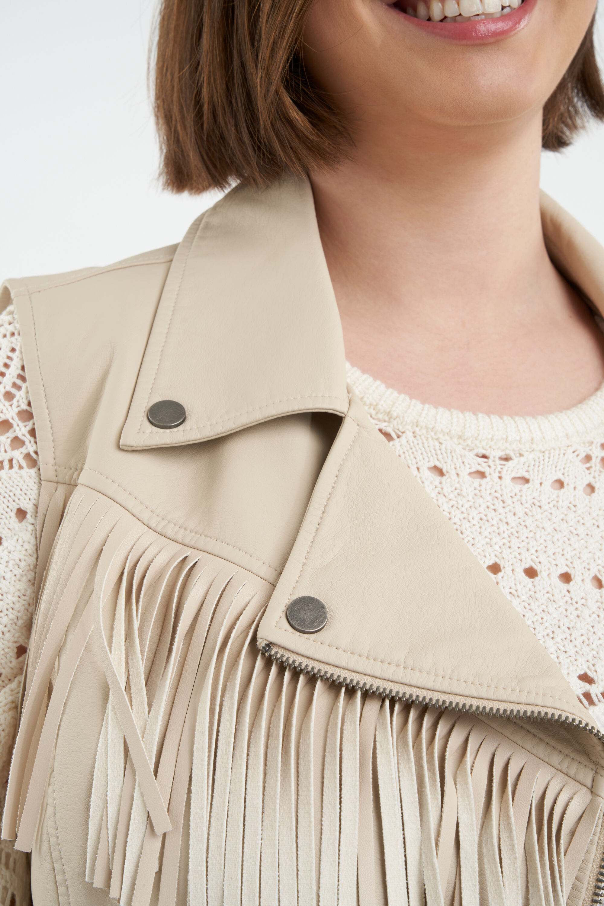 Imitatieleren gilet met franjes image number 4
