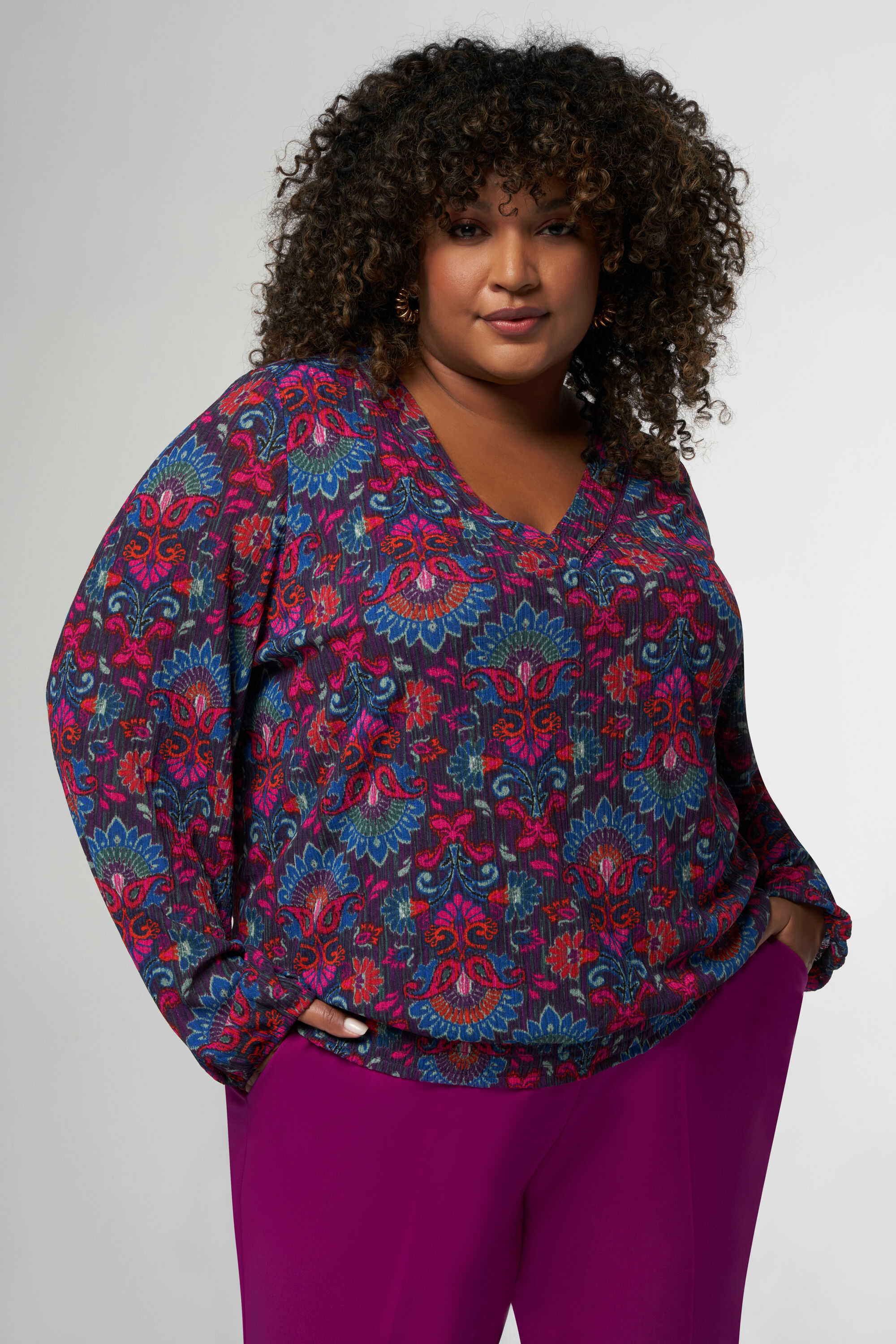 Top met ballon fit en paisley print image number 6