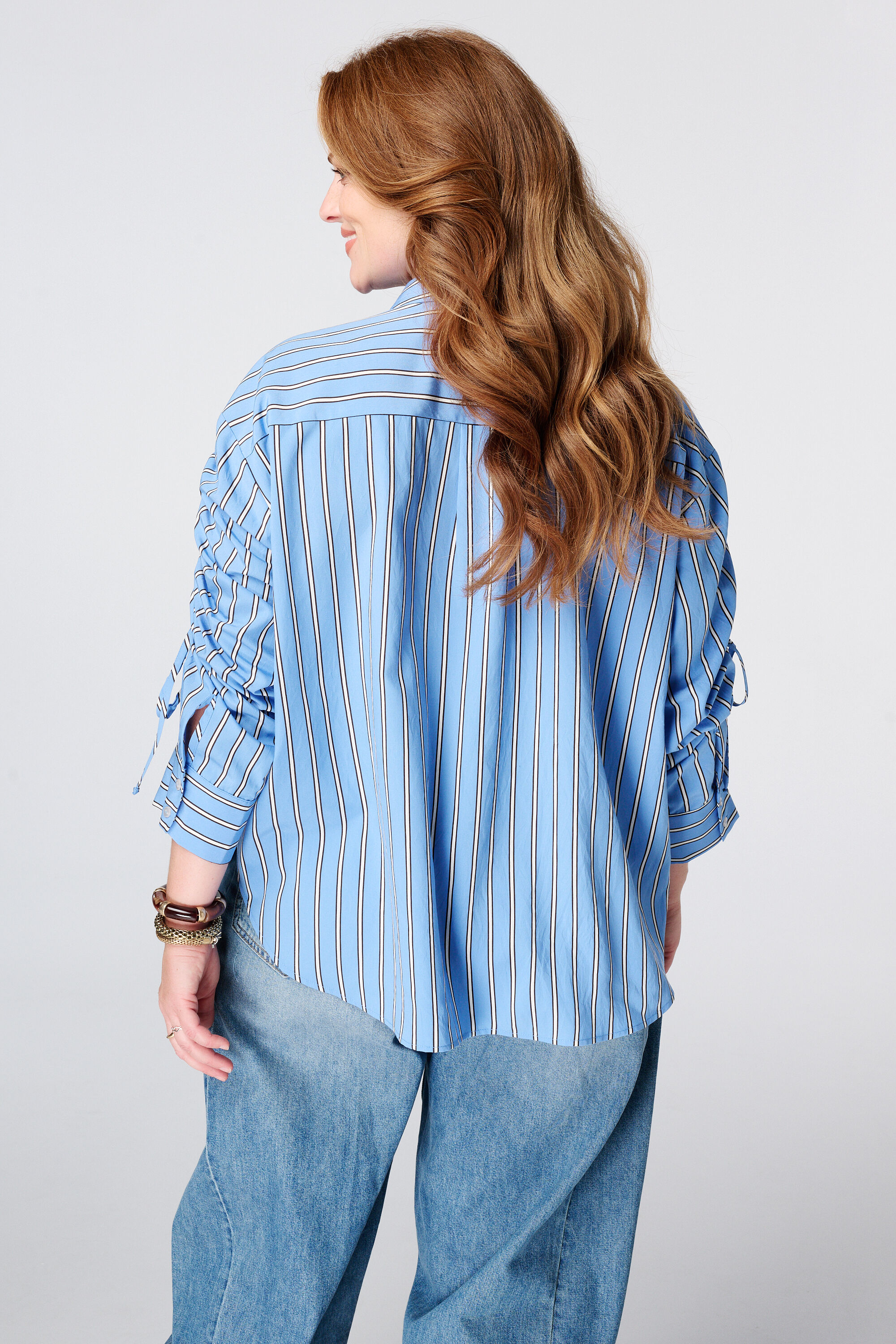 Gestreepte blouse met drawstring image number 1