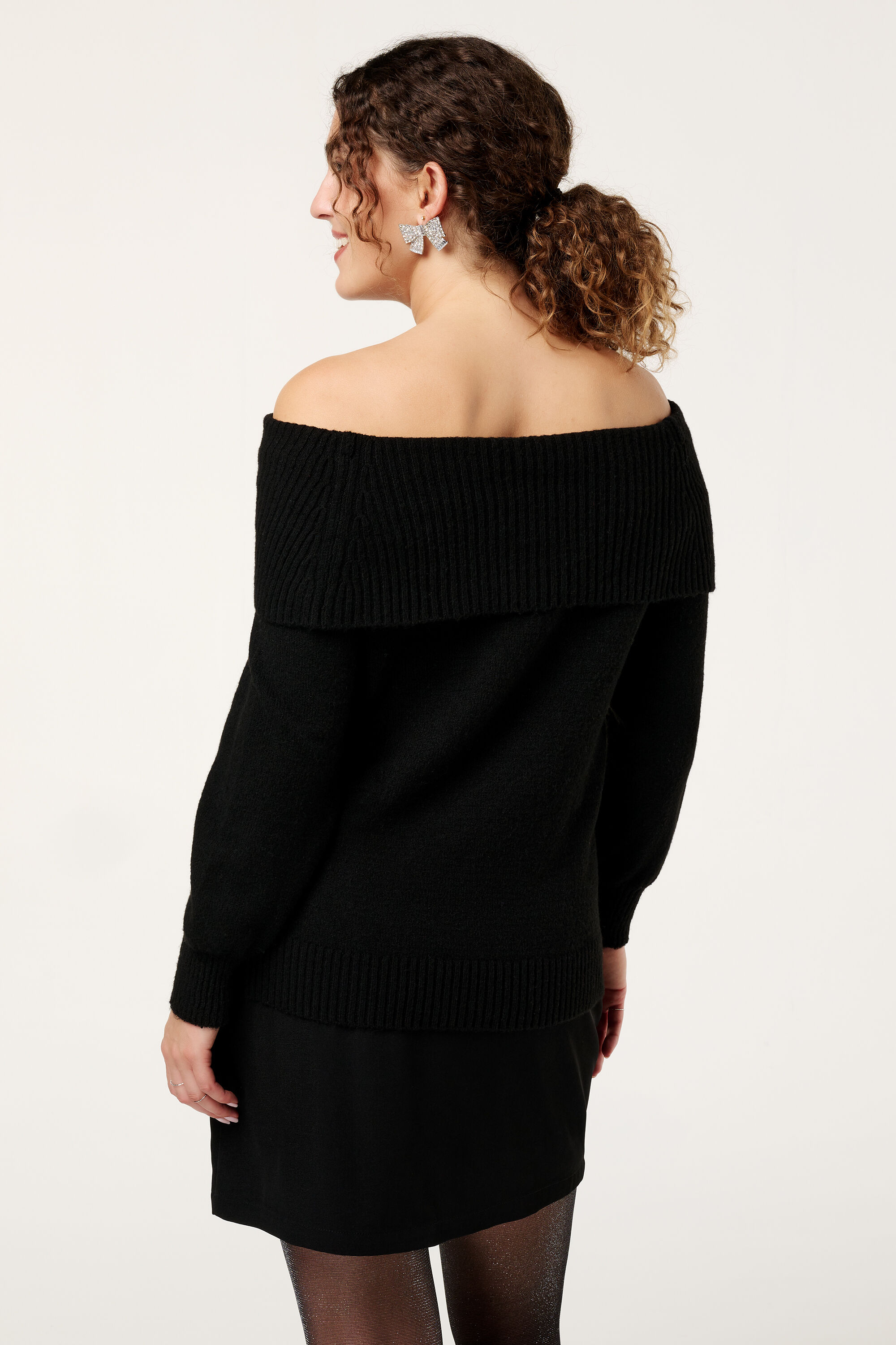 Gebreide off-shoulder trui image number 3