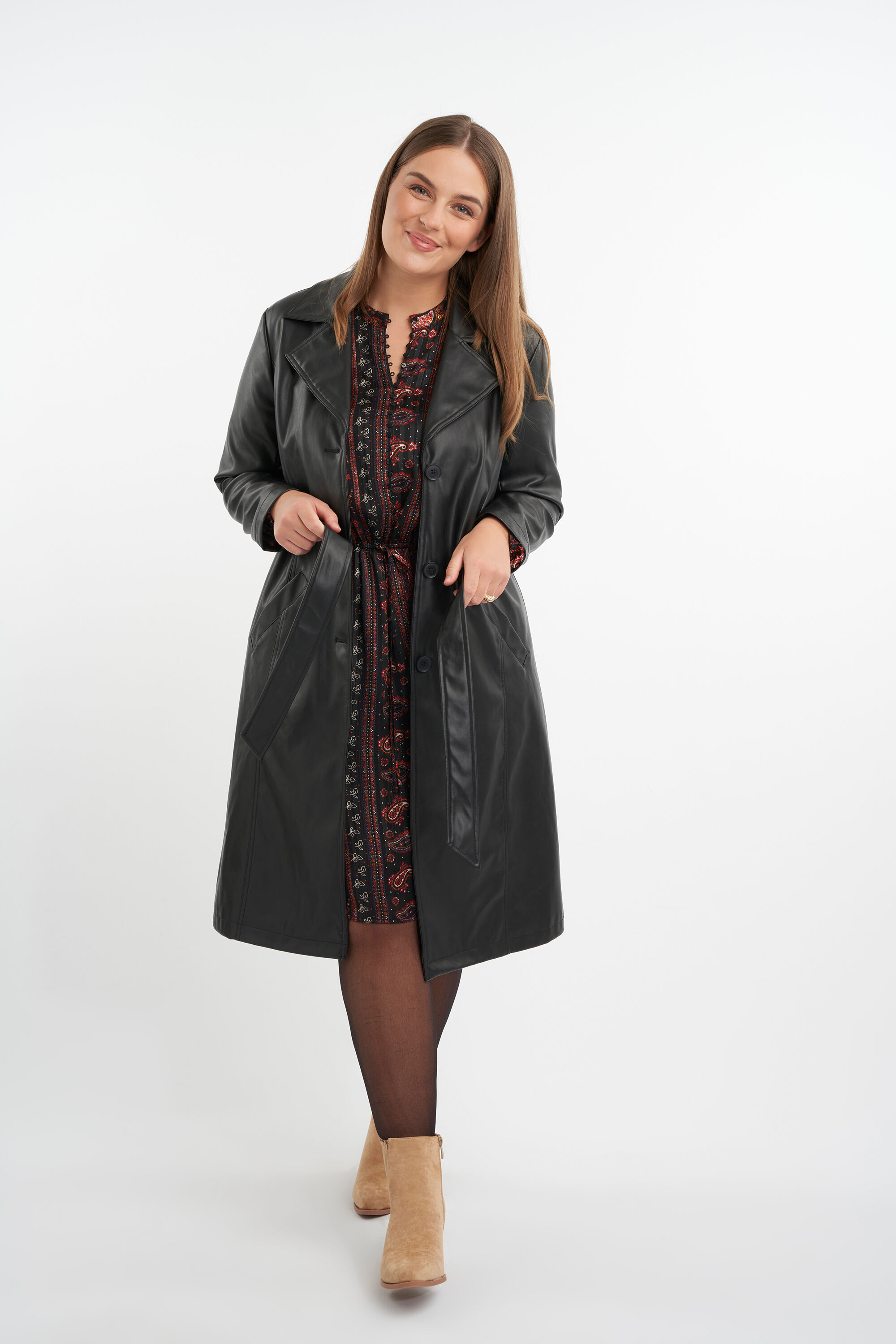 PU leren jas met ceintuur image number 7