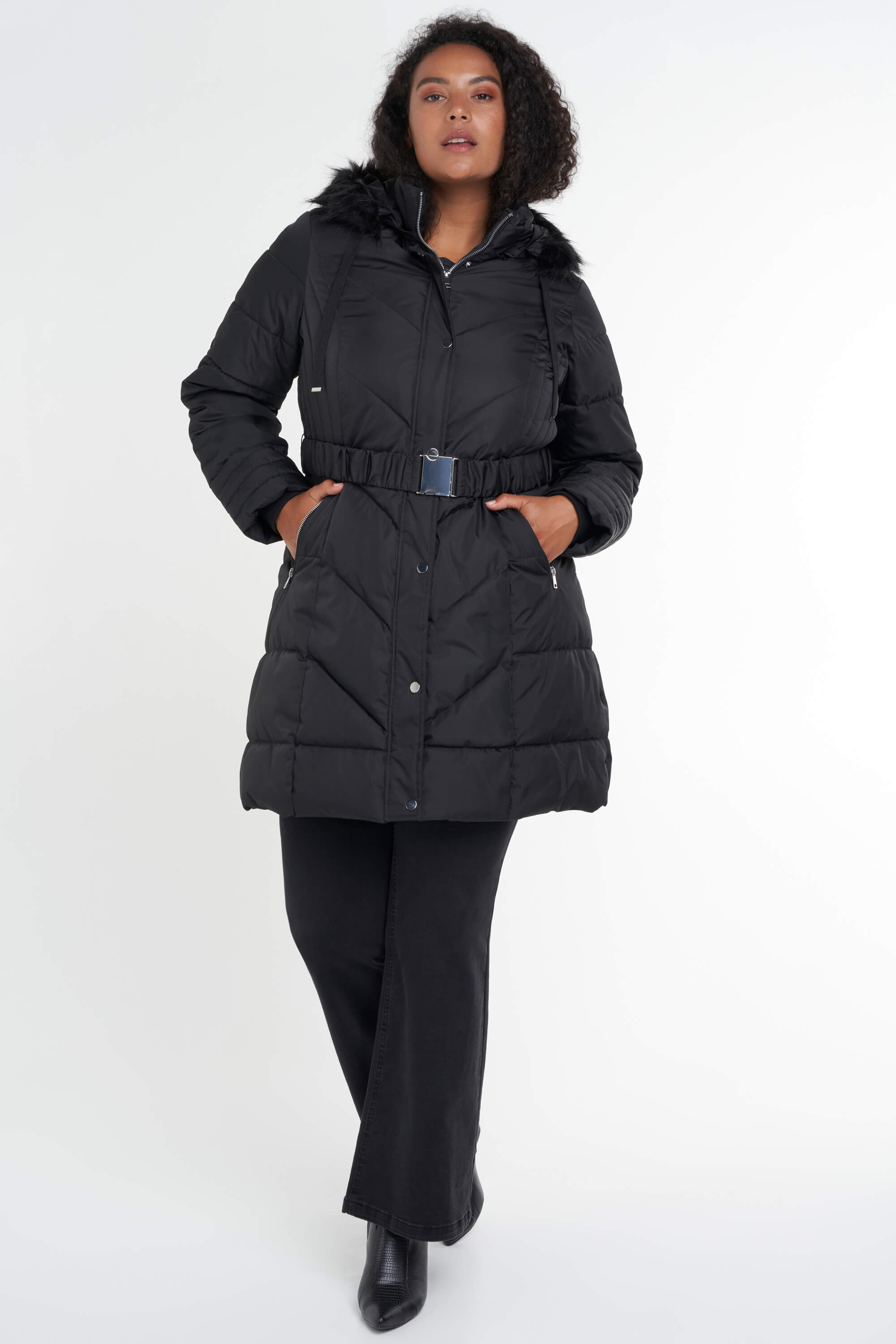 Gewatteerde jas met ceintuur image number 6