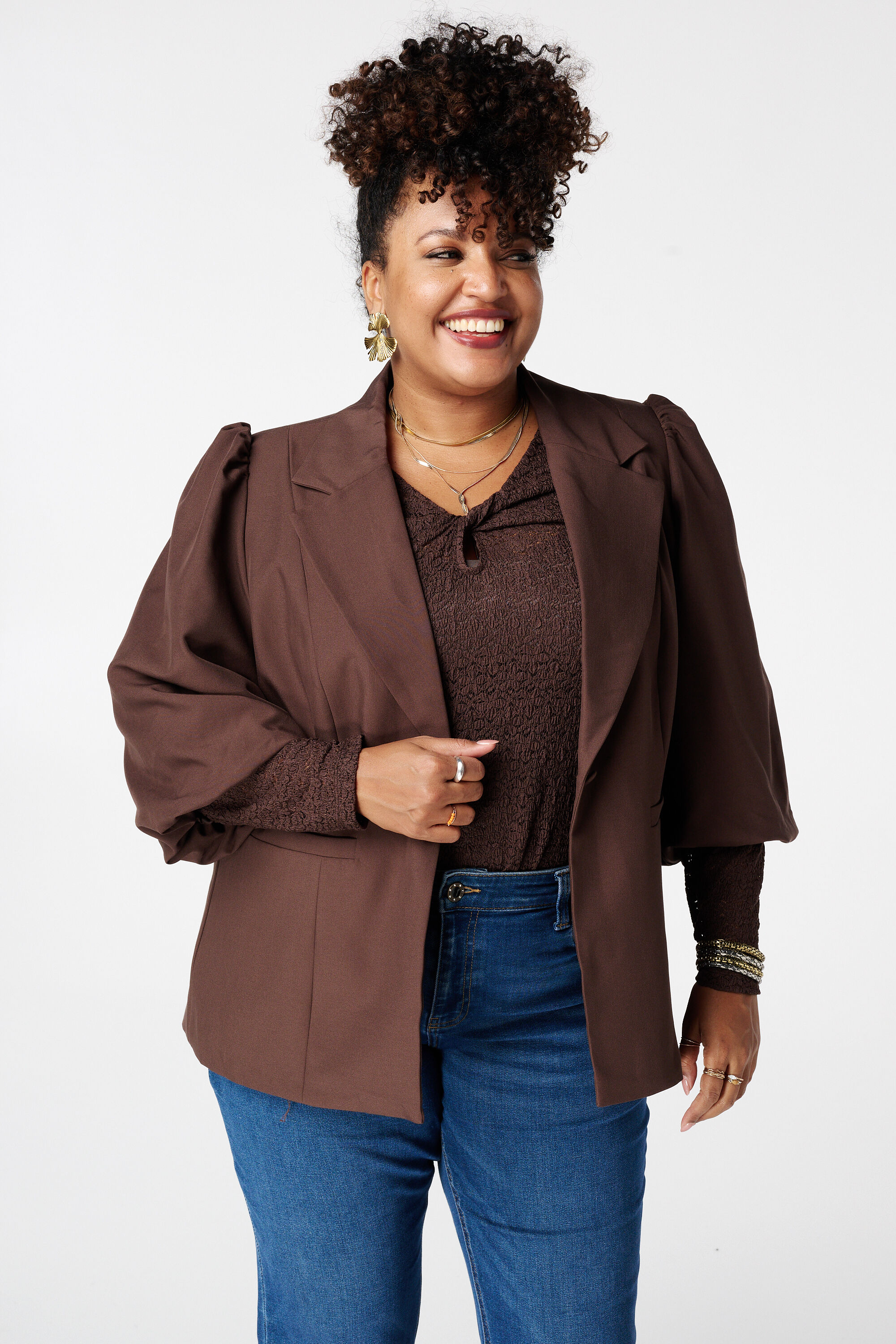 Blazer met korte pofmouw