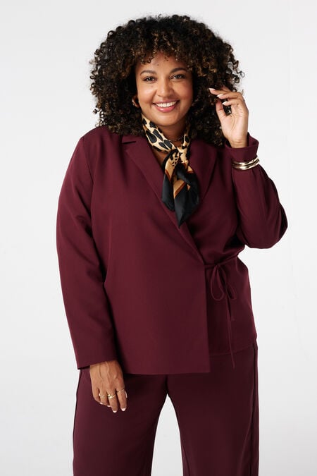 Overslag blazer met strikceintuur Overslag blazer met strikceintuur