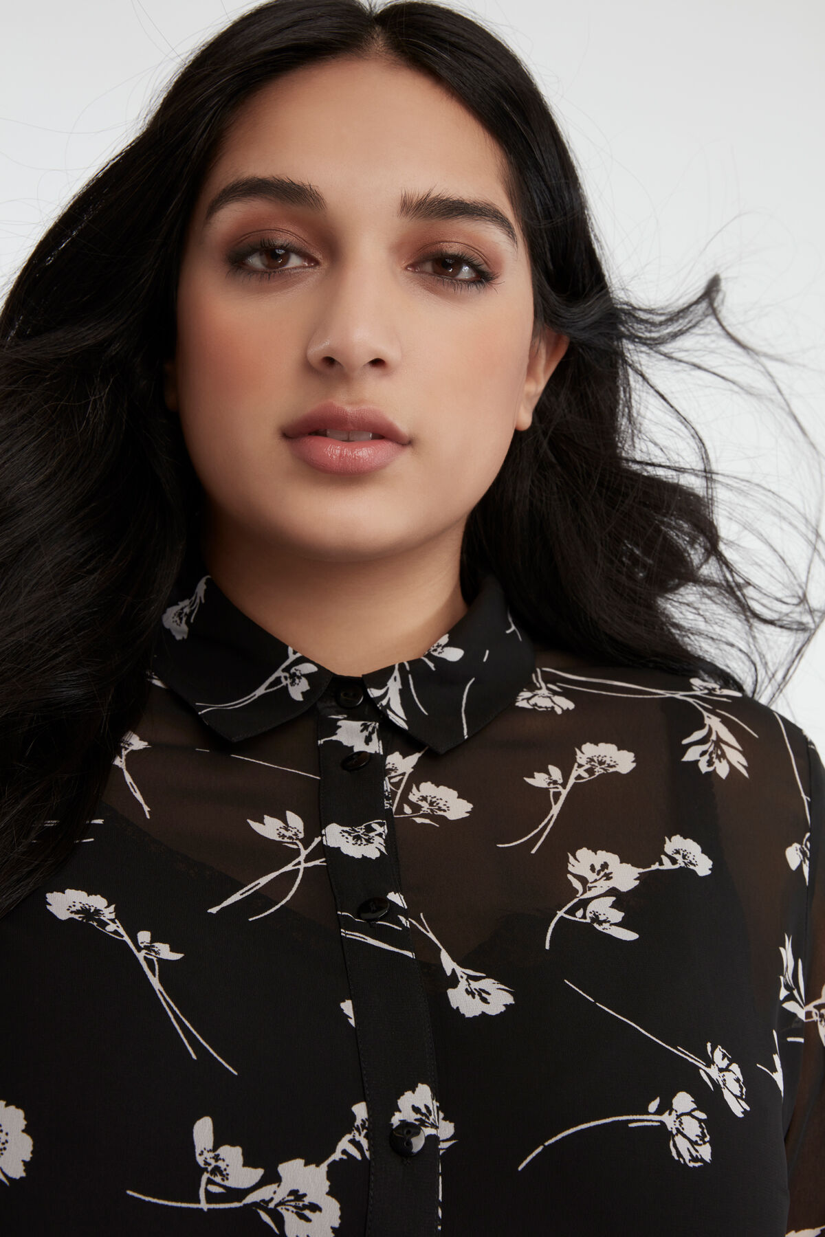 Transparante blouse met print image number 3