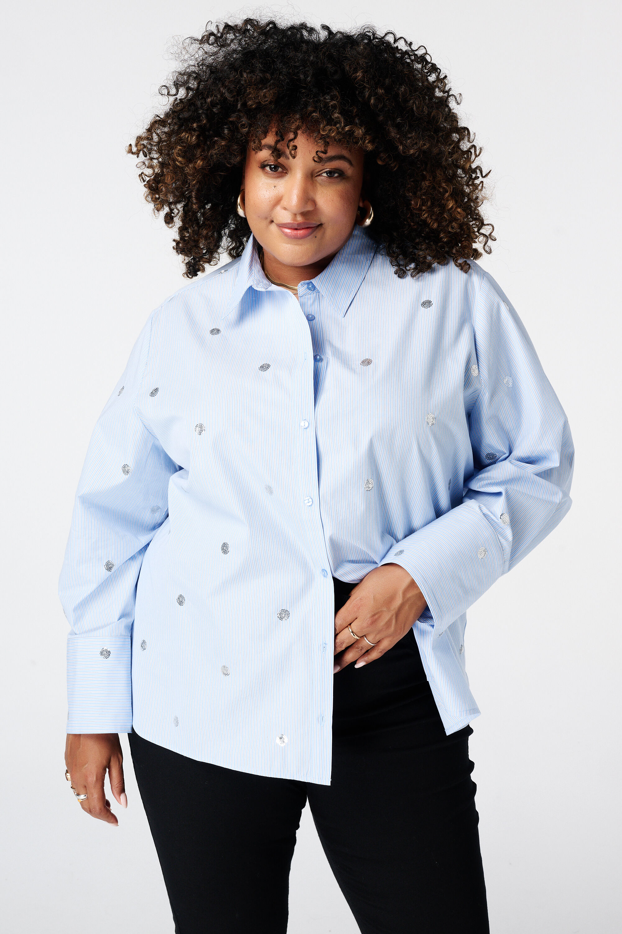 Gestreepte blouse met pailletten