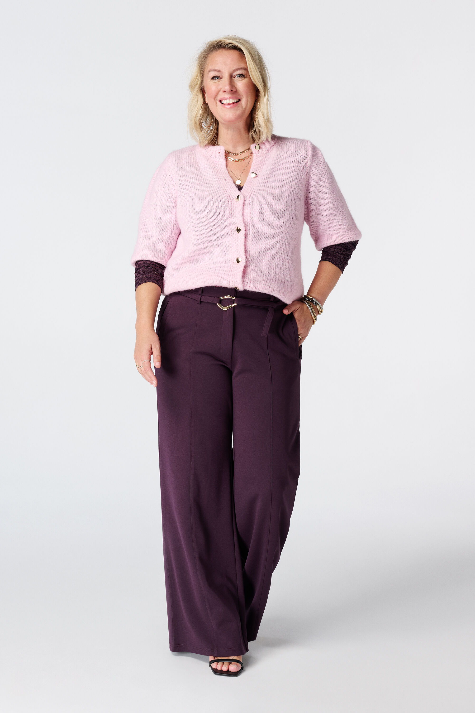 Rechte pantalon met ceintuur