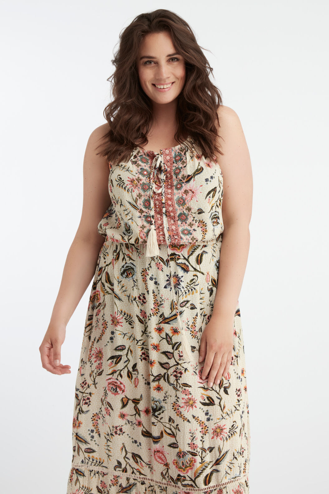 Lange bohemian jurk met print image number 5