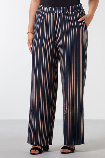 Wijdvallende broek met streepprint 