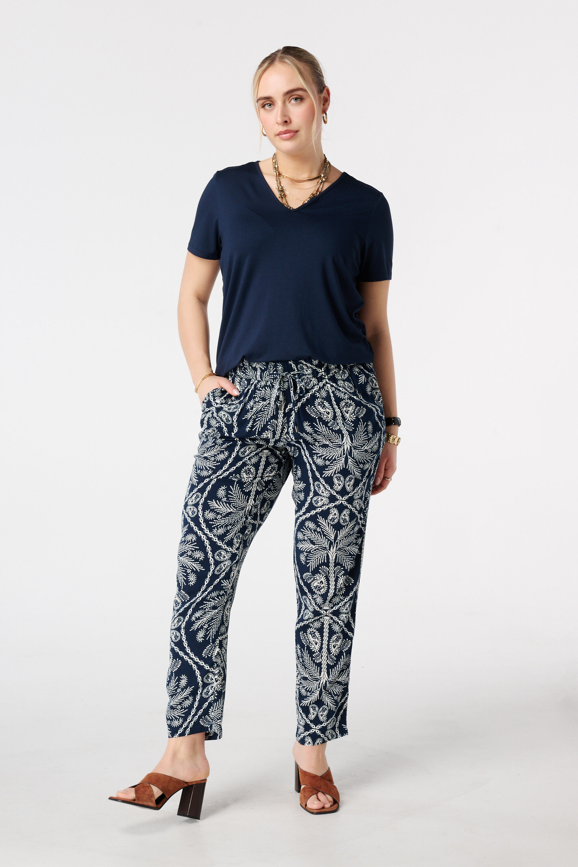 Straight leg broek met print