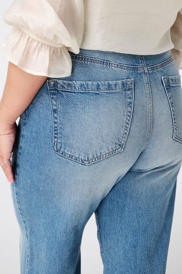 Wide leg jeans met hoge taille image number 4