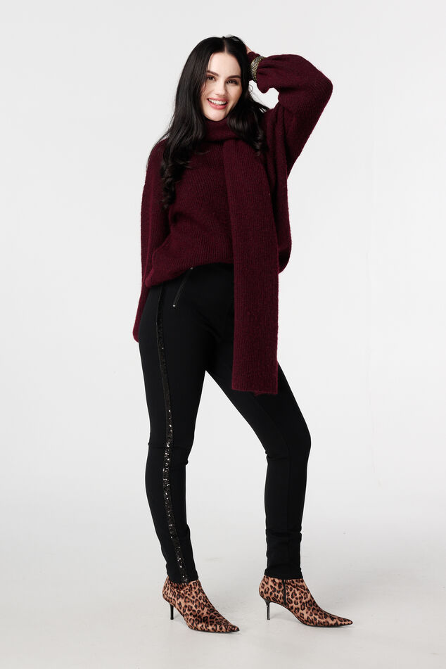 Tregging skinny leg met pailletten zijstreep image number 0