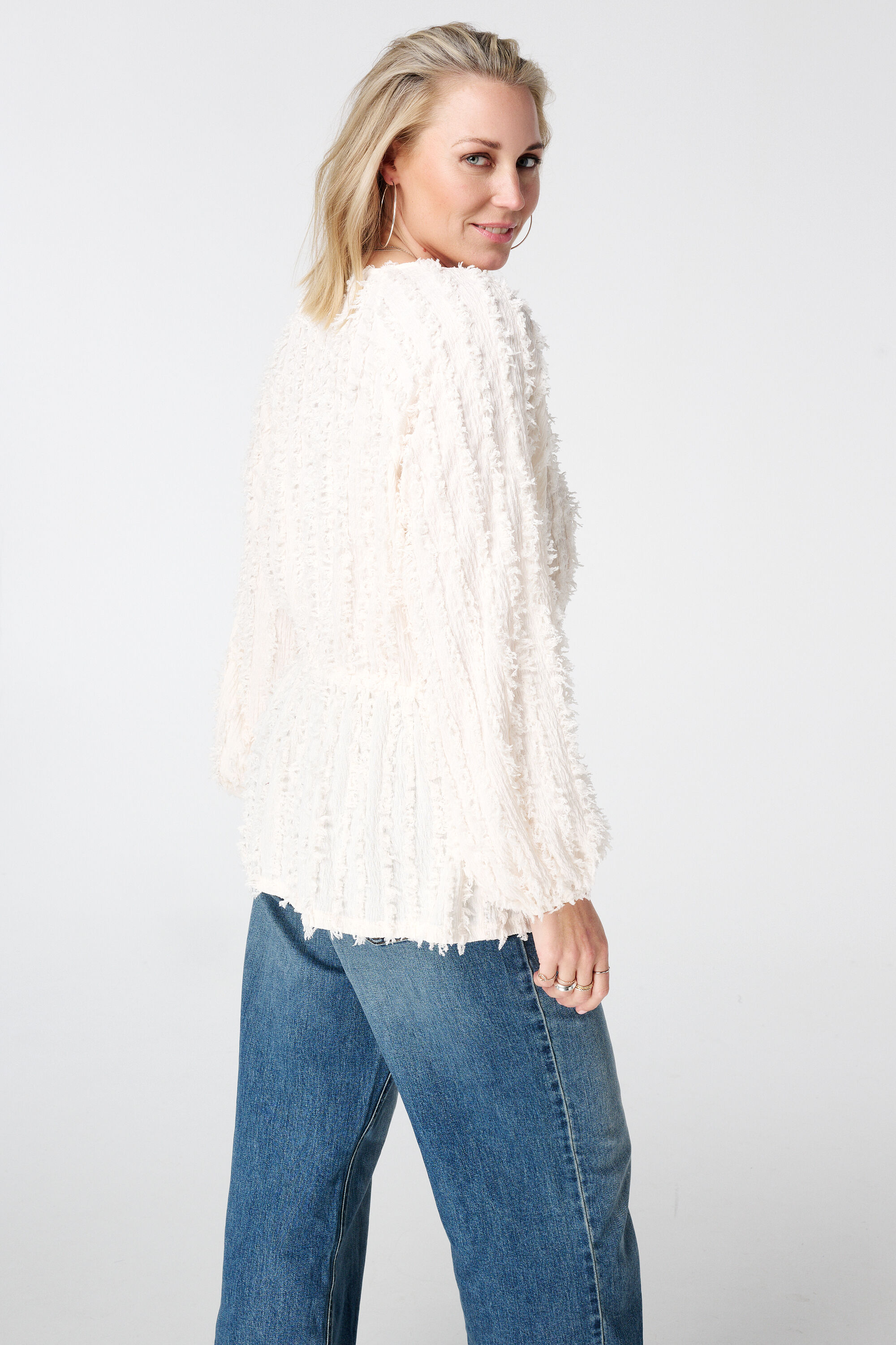 Harige jersey top met drawstring image number 3