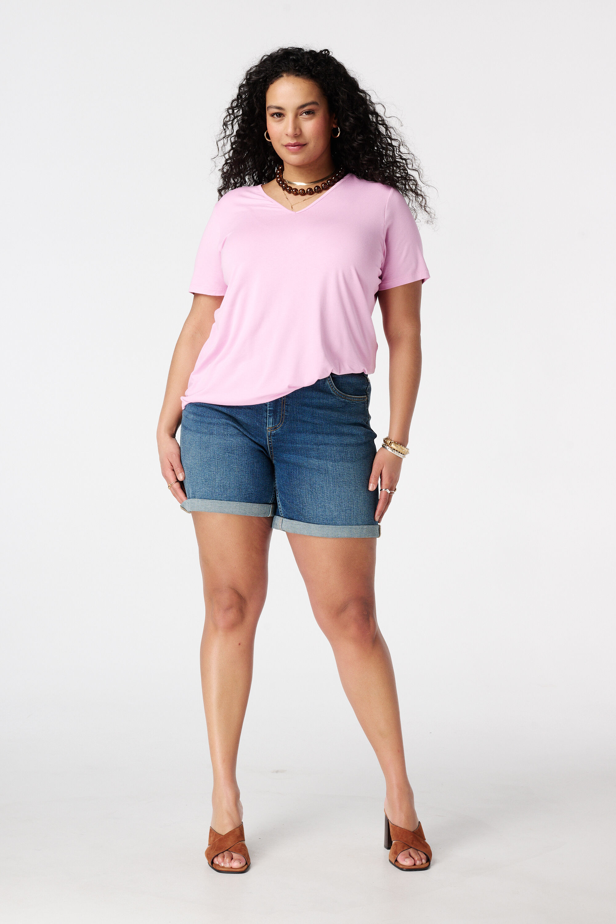 T-shirt met V-hals image number 5