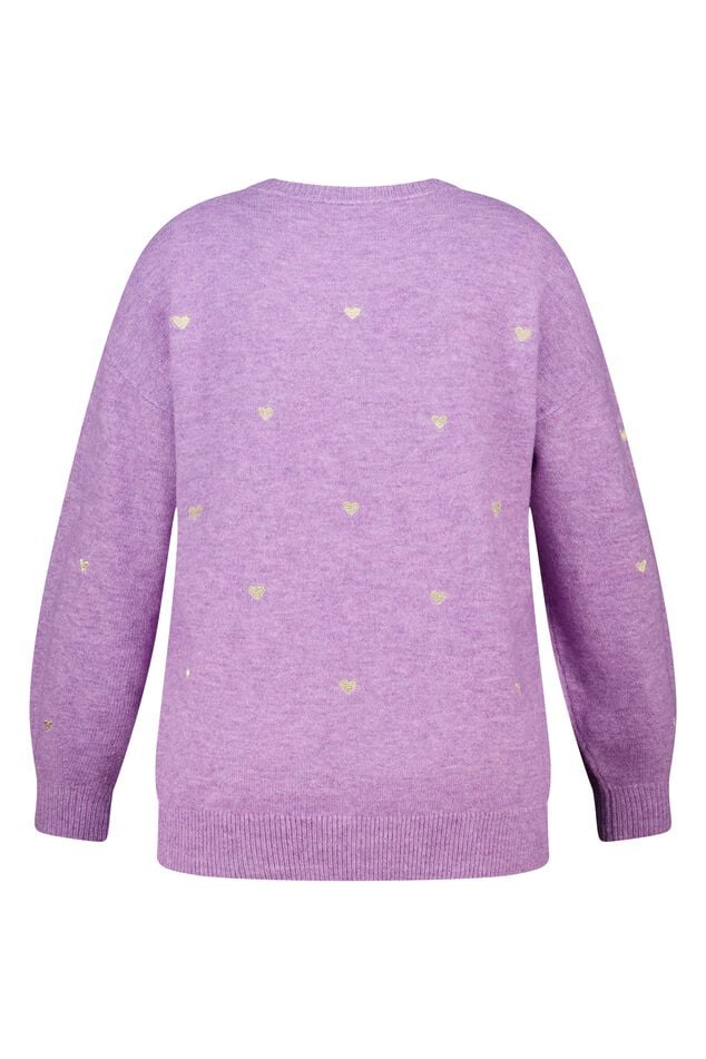 Fijn gebreide trui met geborduurde hartjes image number 2