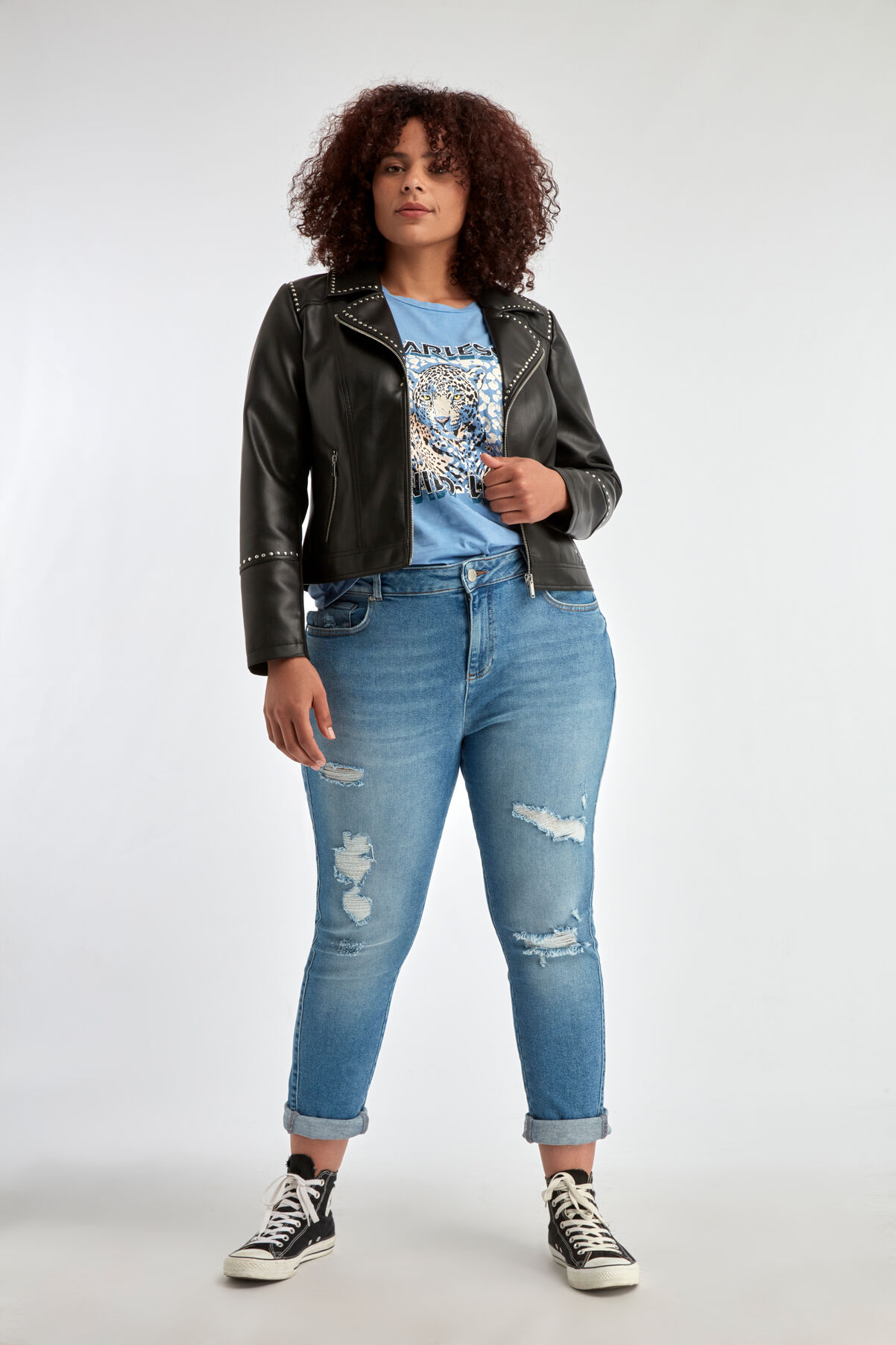 Imitatieleren jasje met studs image number 5