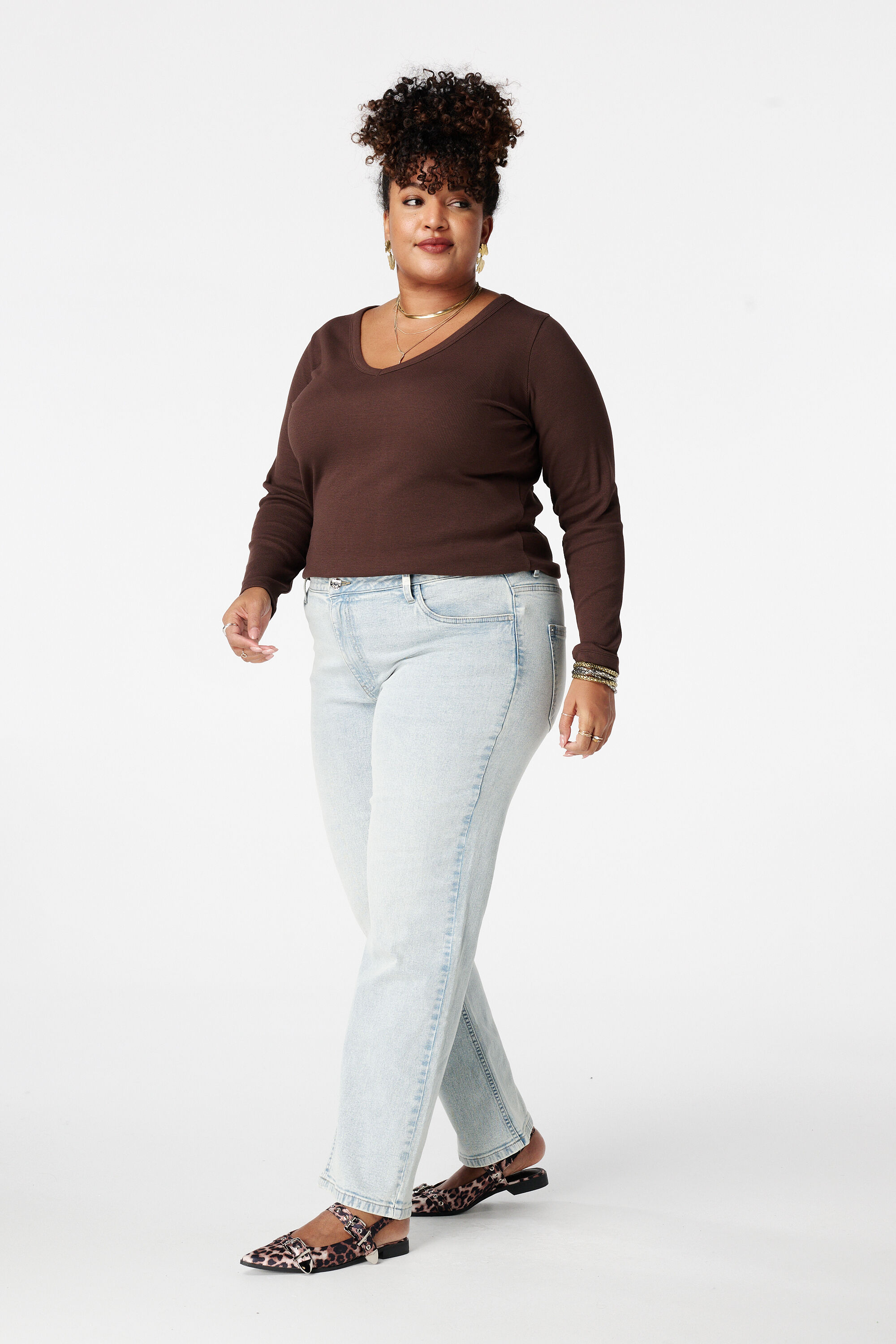 Geribde top met lange mouwen image number 5