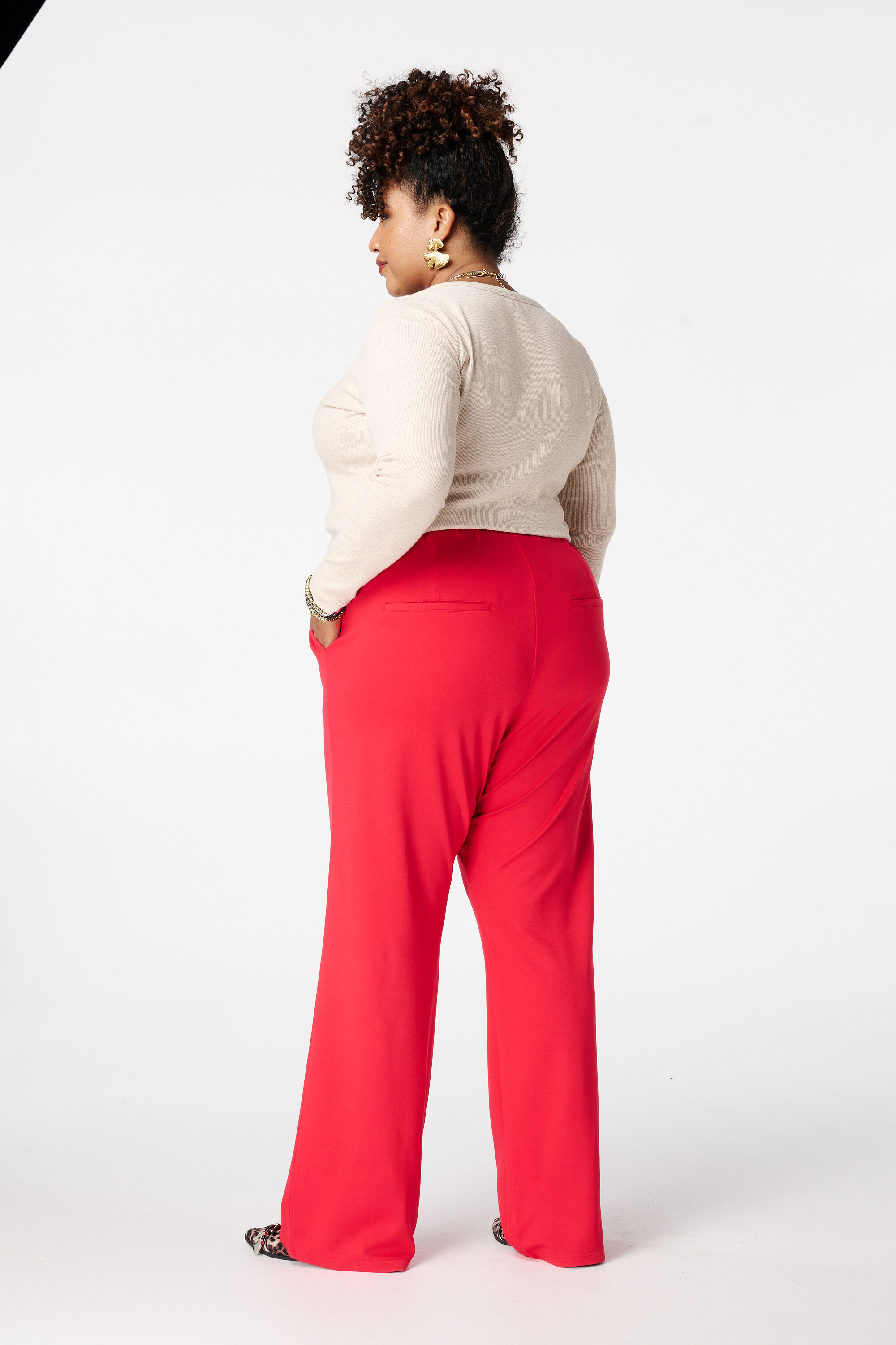 Wide leg pantalon met siernaden image number 3