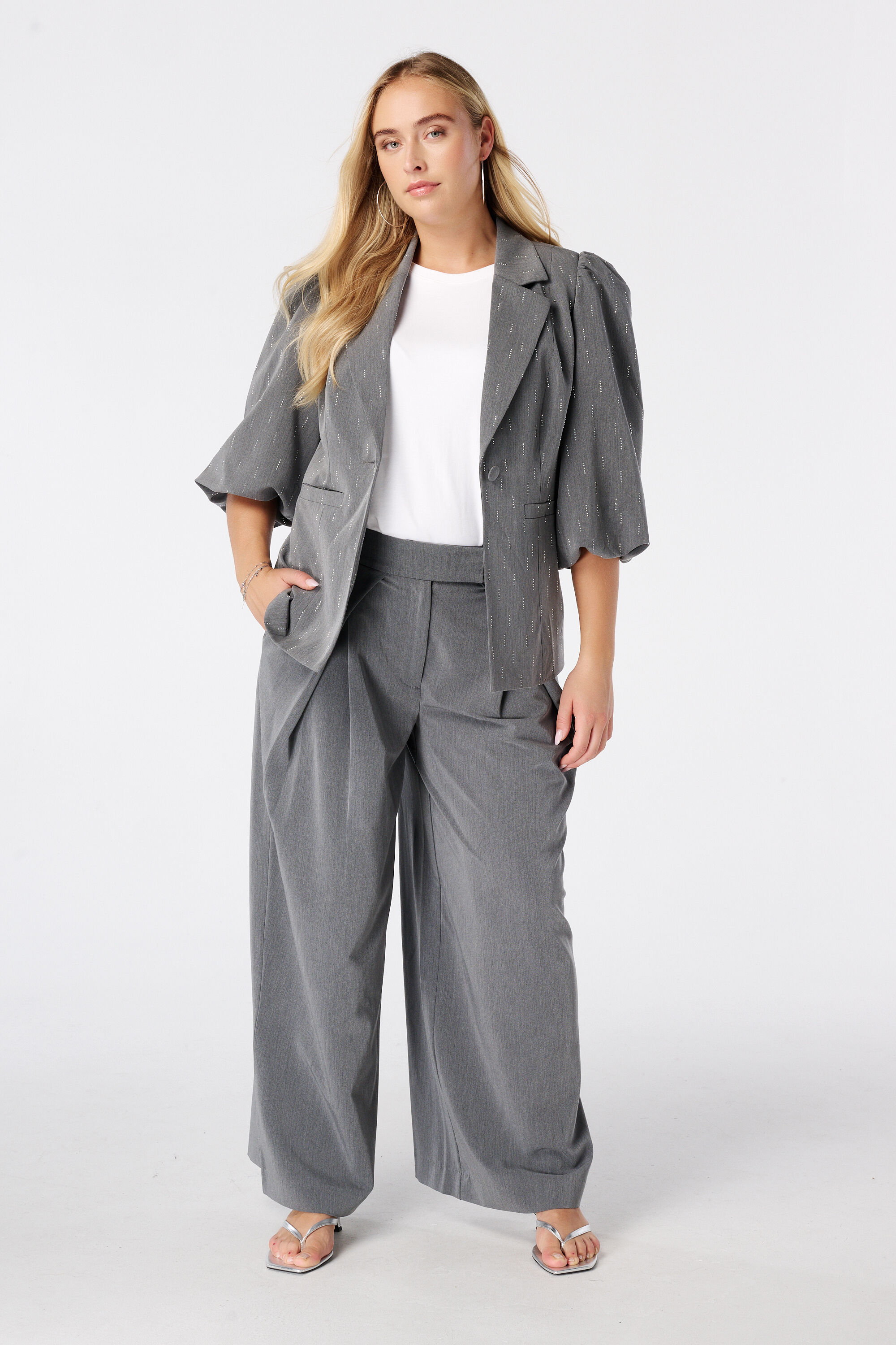 Wide leg pantalon met plooien
