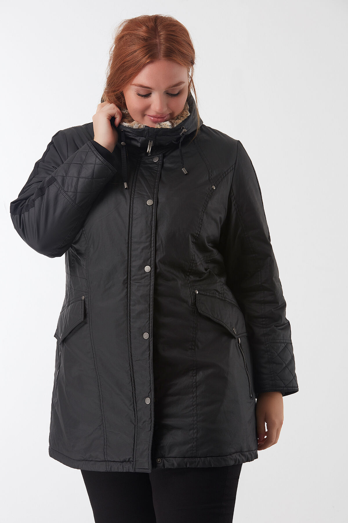 Gewatteerde jas met coating image number 5