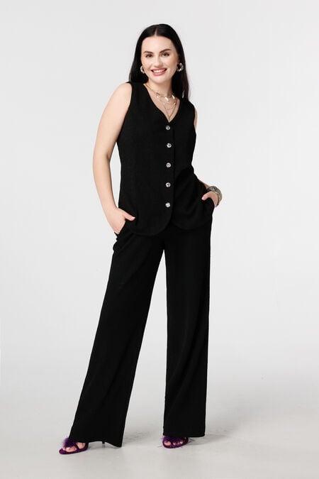 Broek met lurex en elastische tailleband Broek met lurex en elastische tailleband