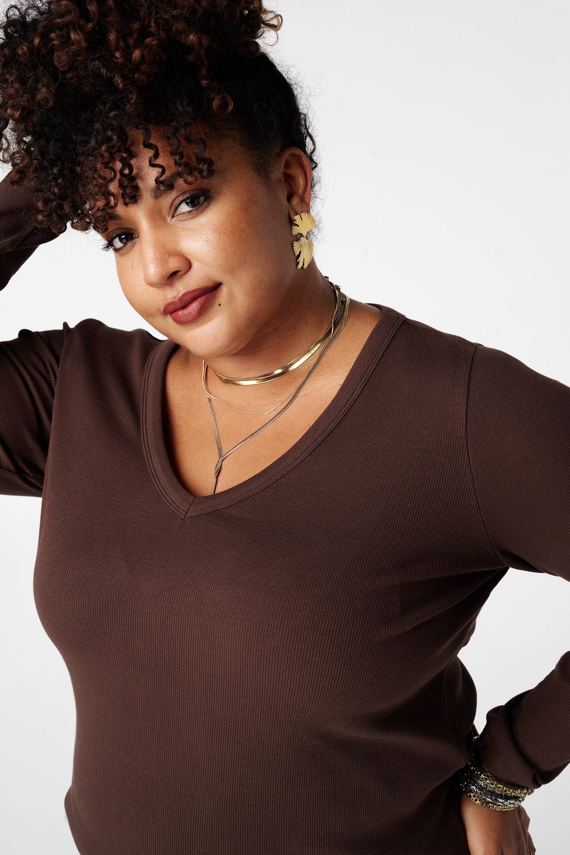 Geribde top met lange mouwen image number 4