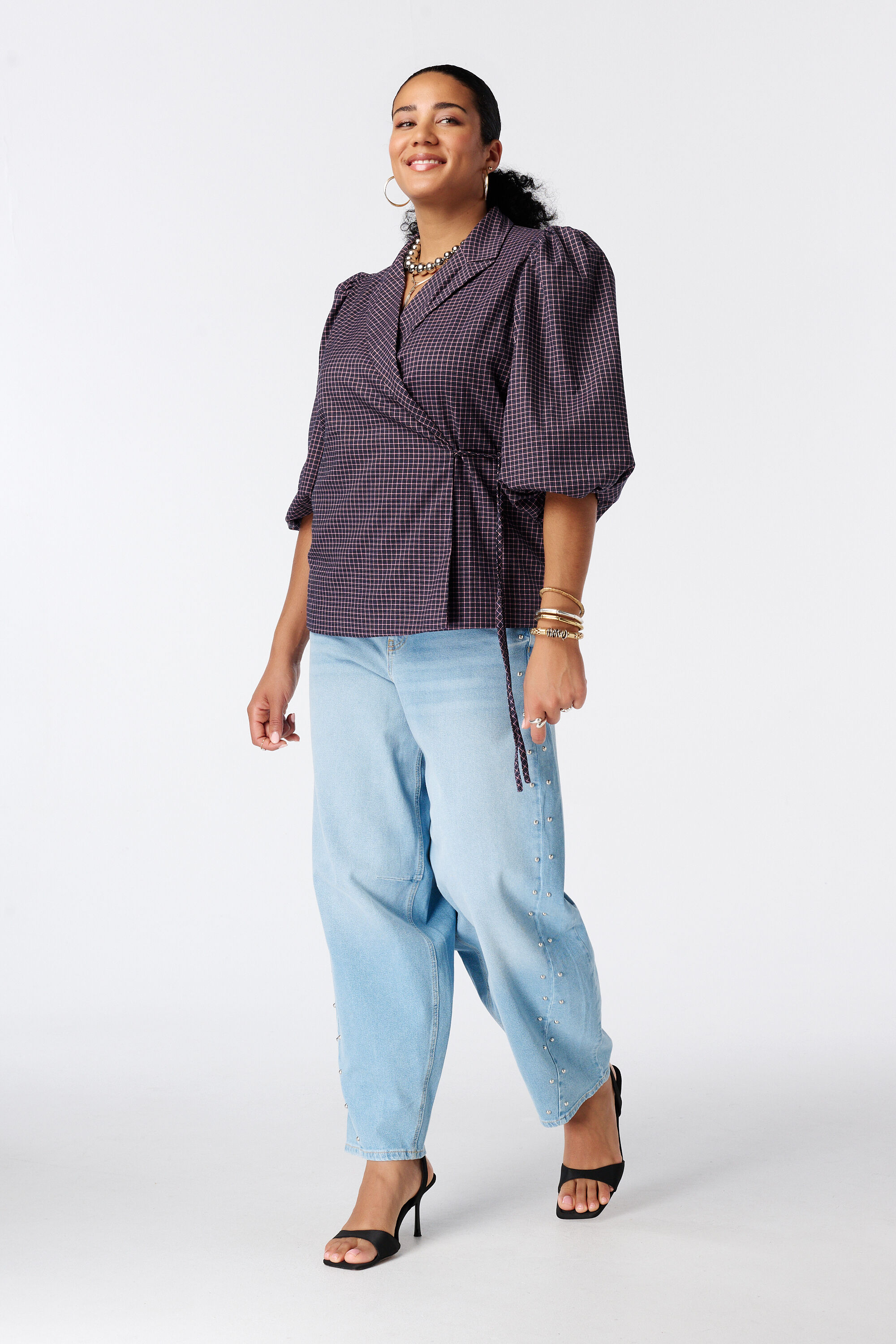 Geruite blazer met overslag image number 4