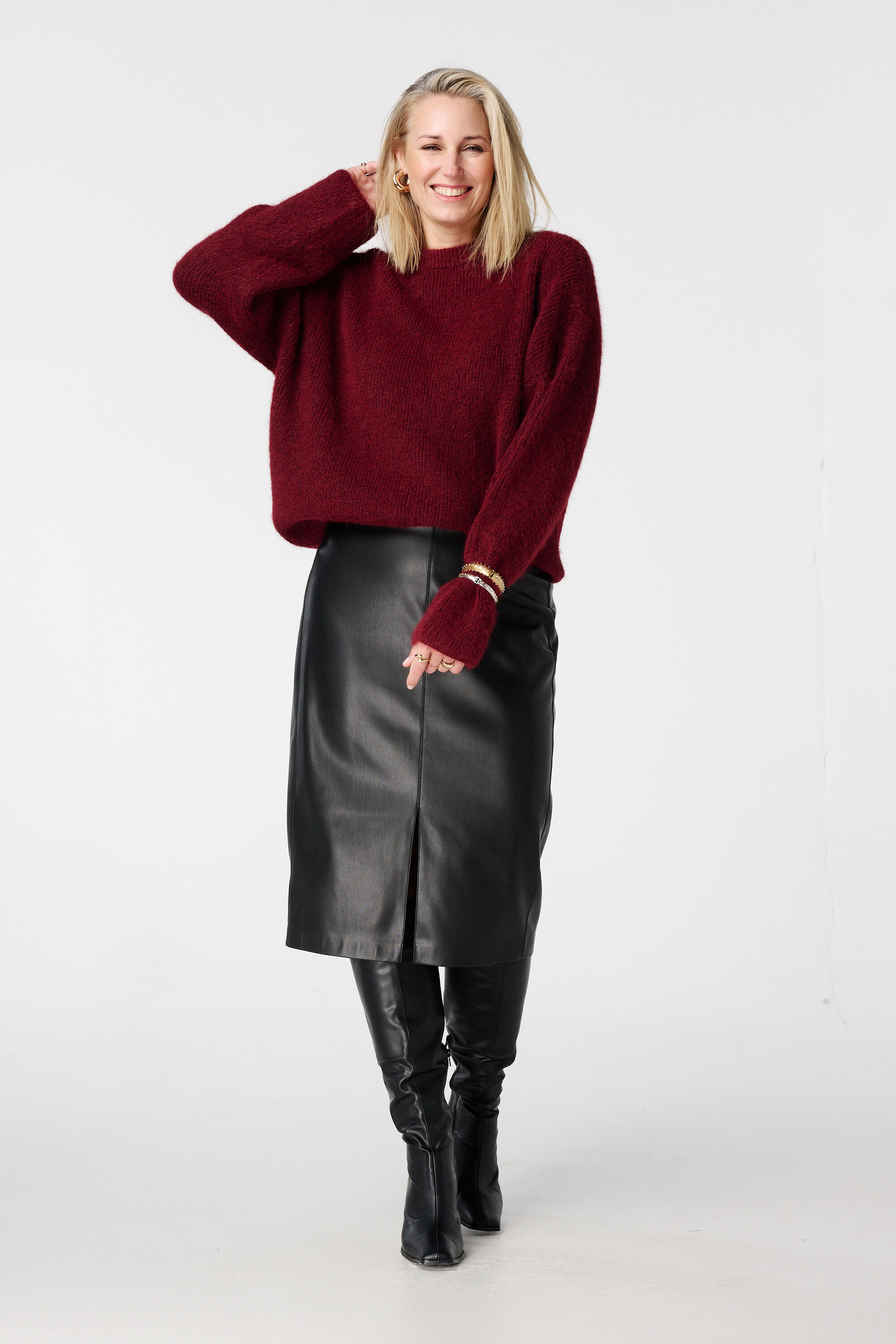 Midi rok van PU leerlook