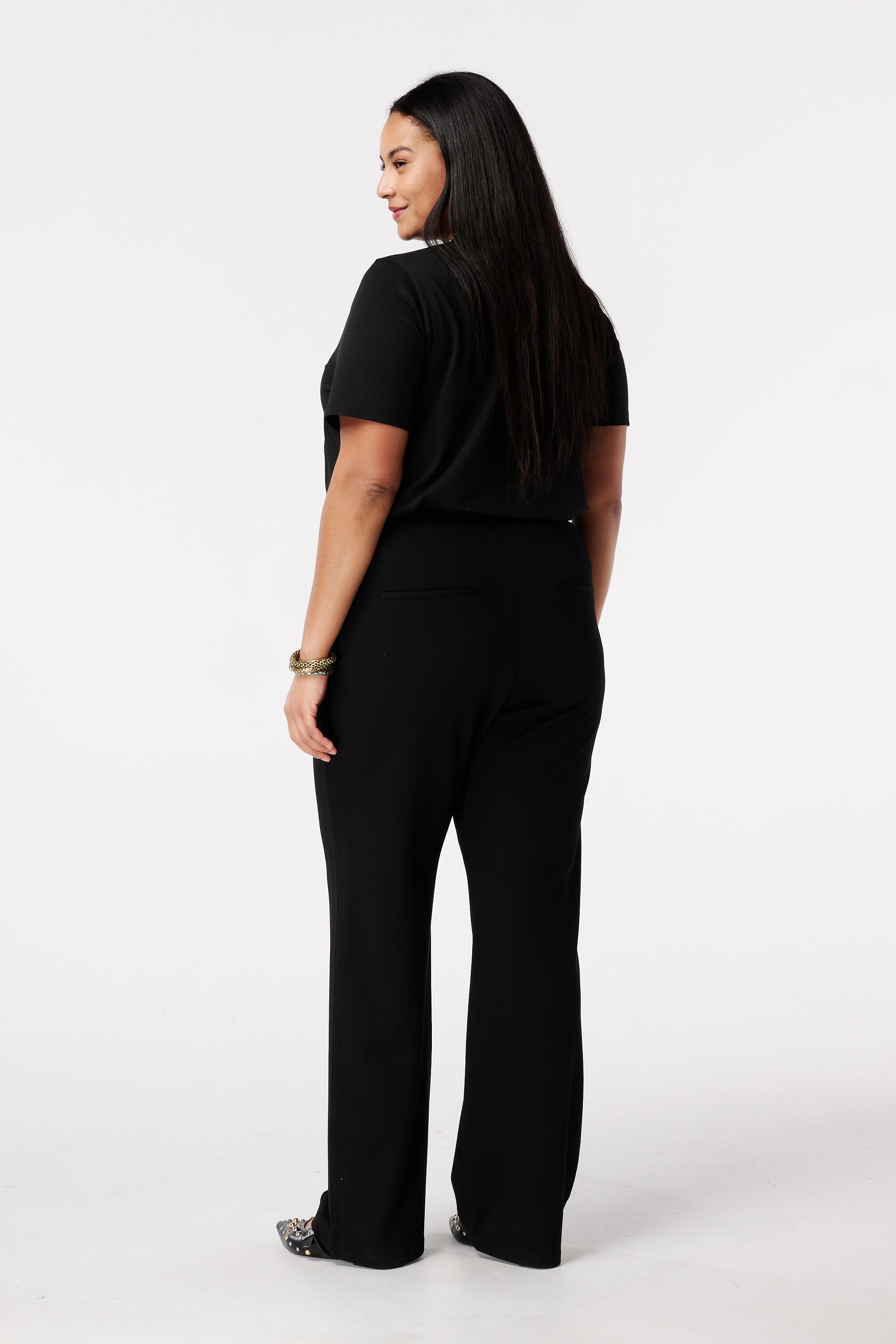 Wide leg pantalon met siernaden image number 3