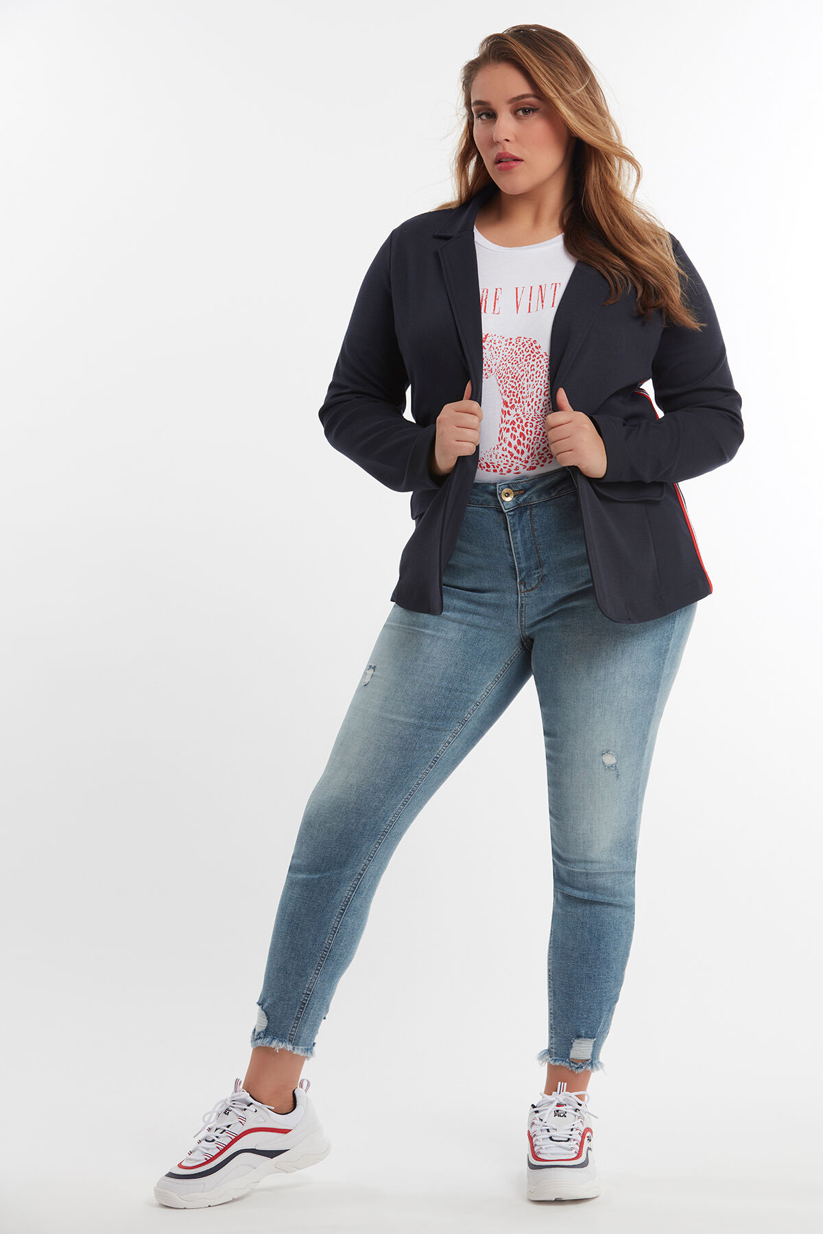 Blazer met gestreepte bies image number 3