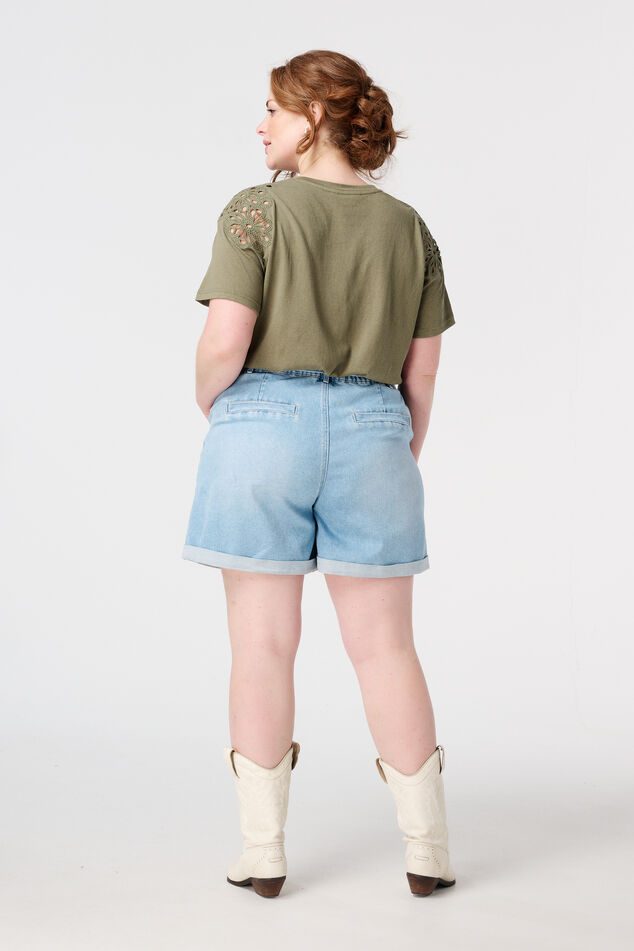 Denim shorts met ceintuur image number 3