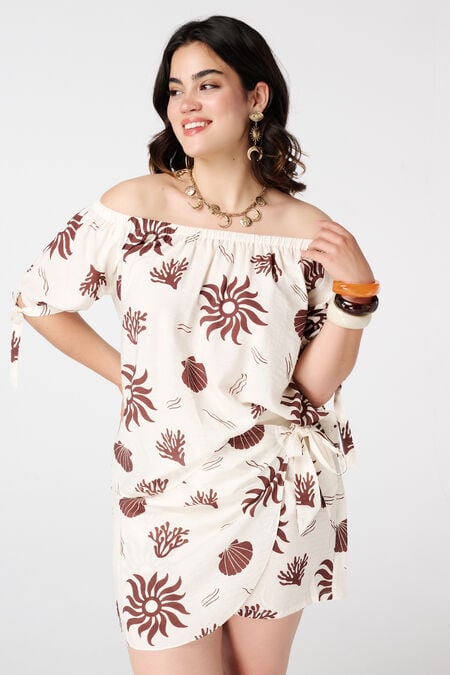 Off-shoulder blouse met print Off-shoulder blouse met print