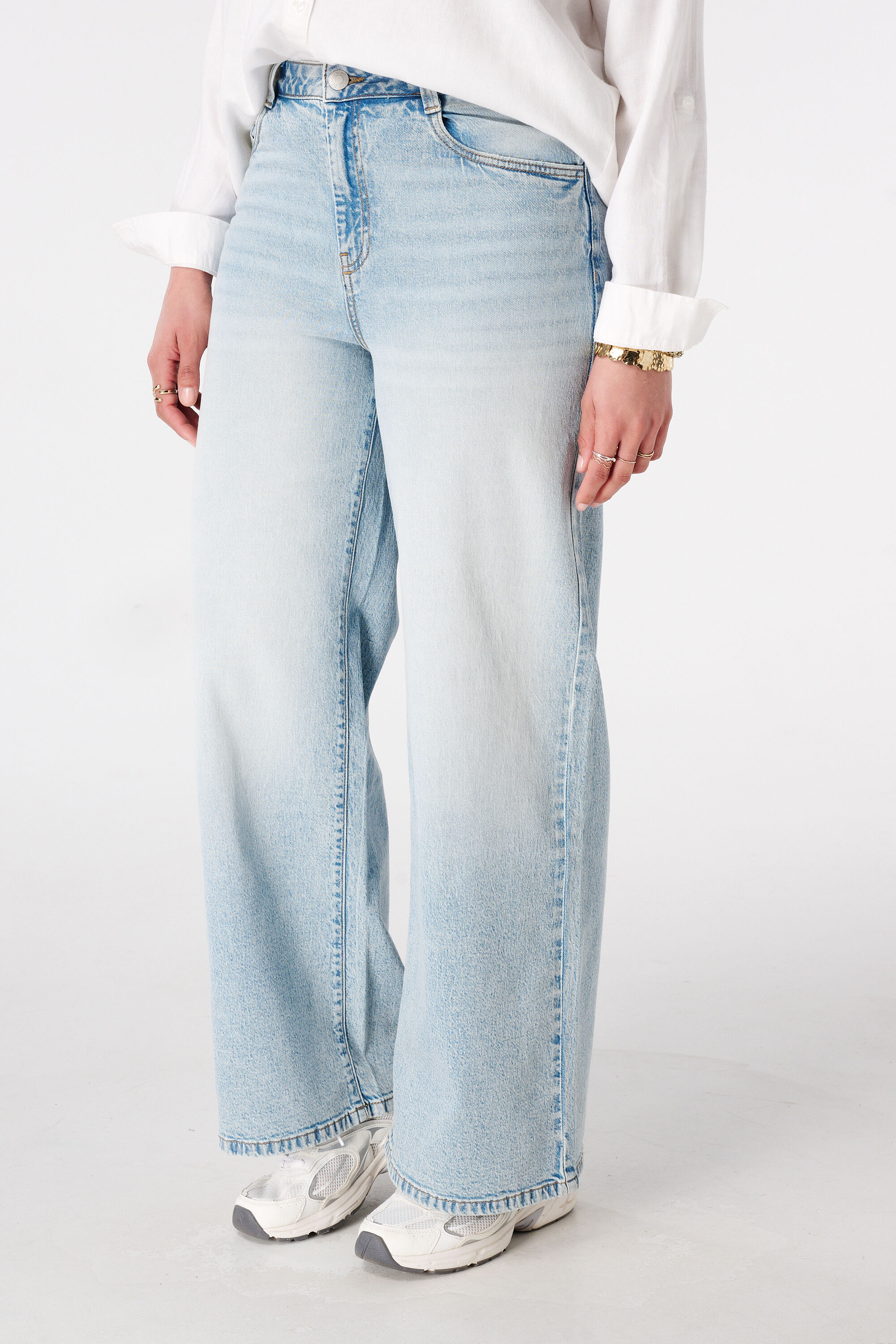 Wide leg jeans met hoge taille image number 5