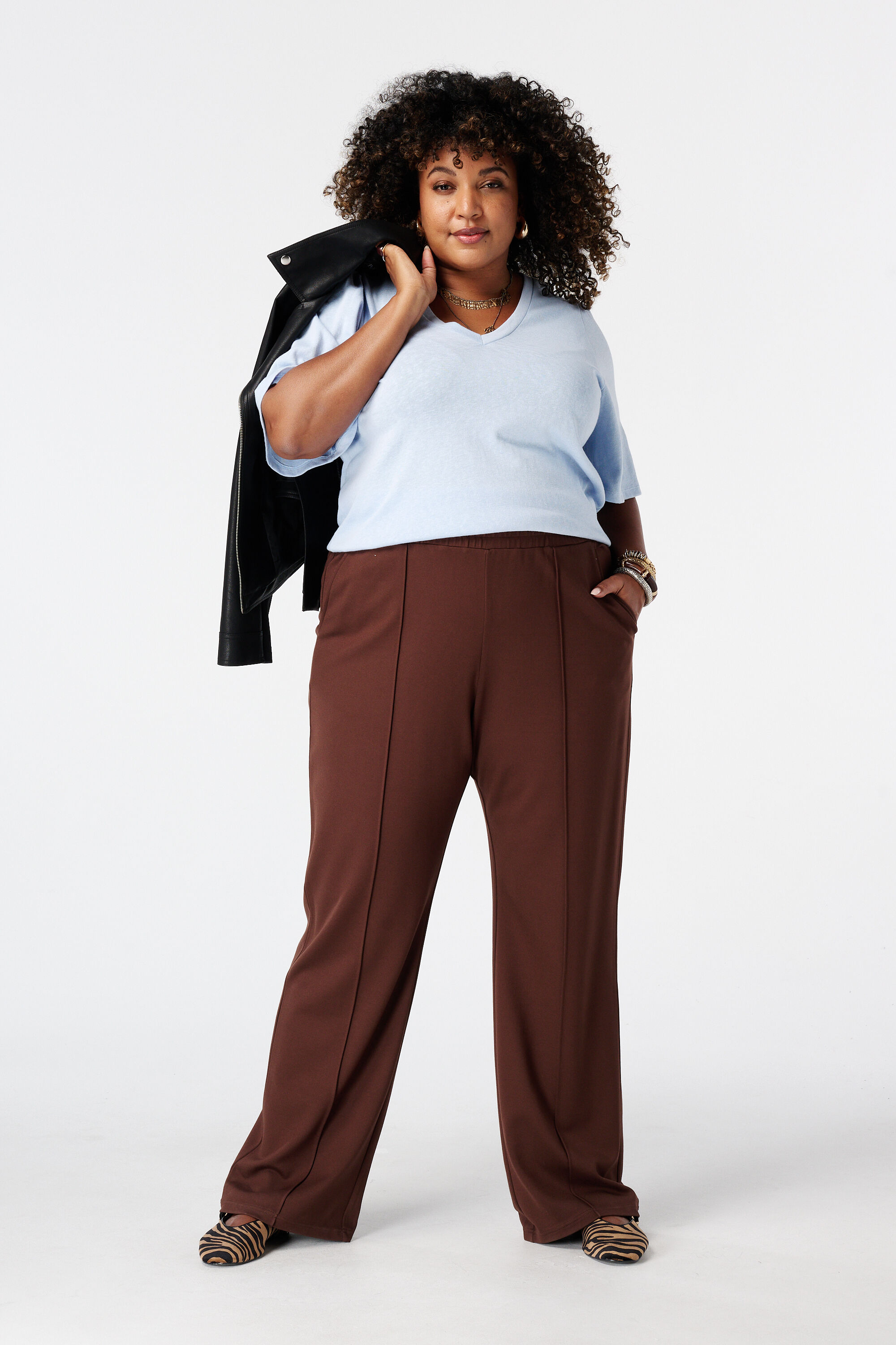 Wide leg pantalon met elastische taille