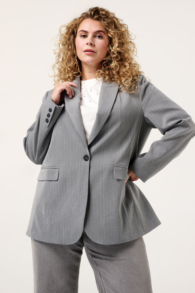 Blazer met lurex krijtstrepen image number 0