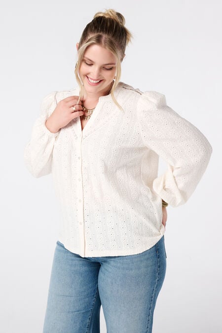 Jersey top met stretch met pofmouw Jersey top met stretch met pofmouw