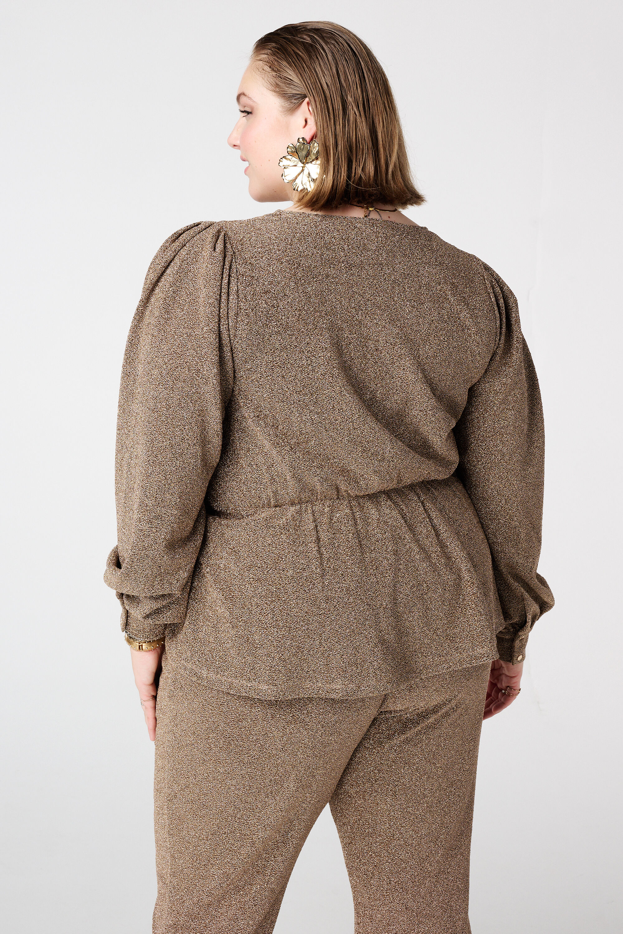 Glitter top met overslag look image number 3