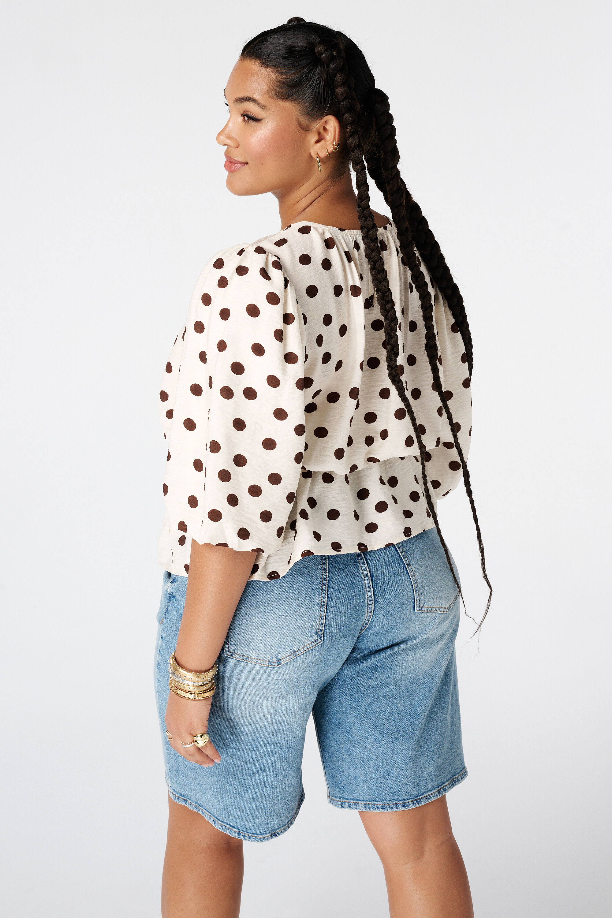 Getailleerde blouse met polka dot image number 3