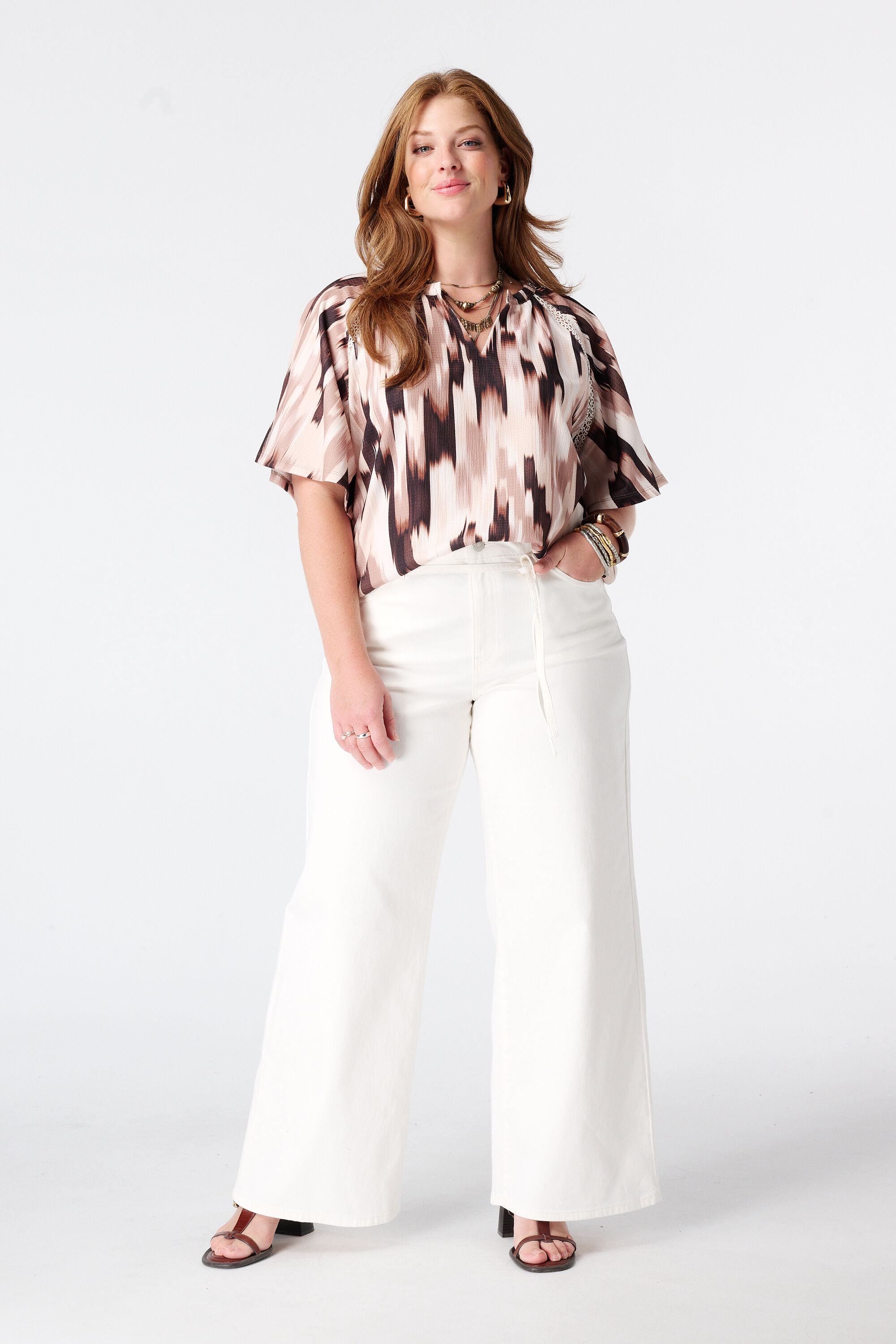 Top met print en v-hals image number 5
