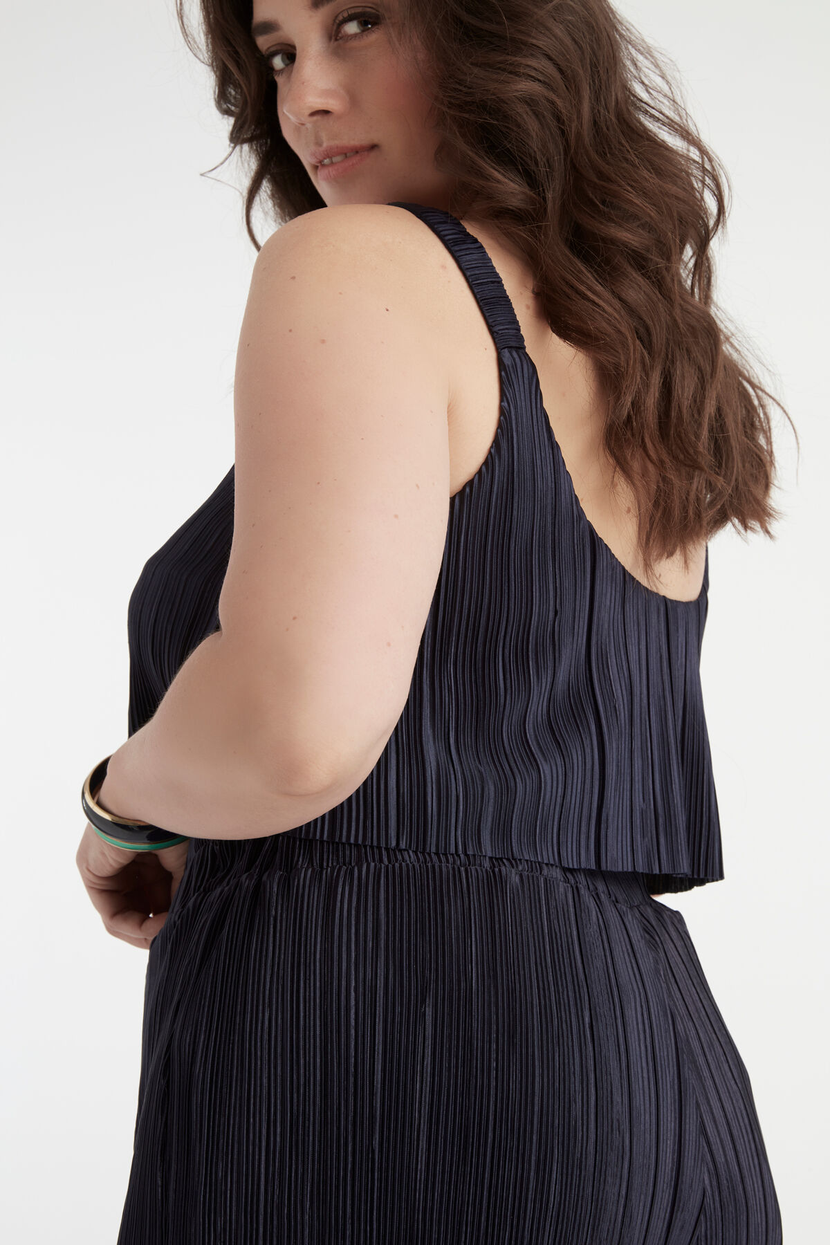 Stretchy broek met pliss&eacute;  image number 5