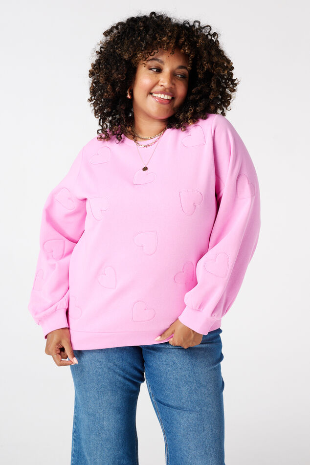 Sweater met geborduurde hartjes image number 0